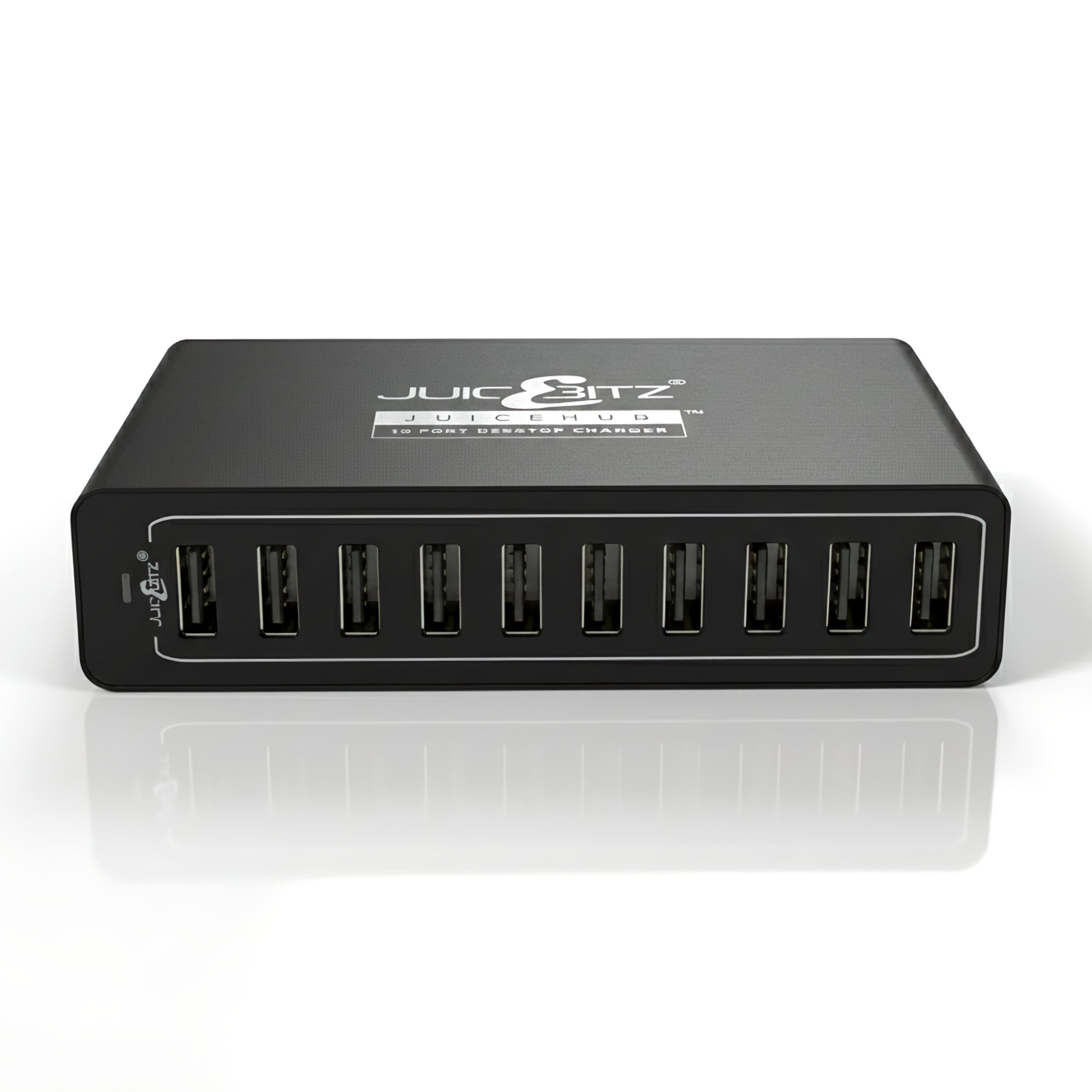 JuicEHub™ 60W 12A 5V Multi 10 Port USB Mini Desktop Charger - Black