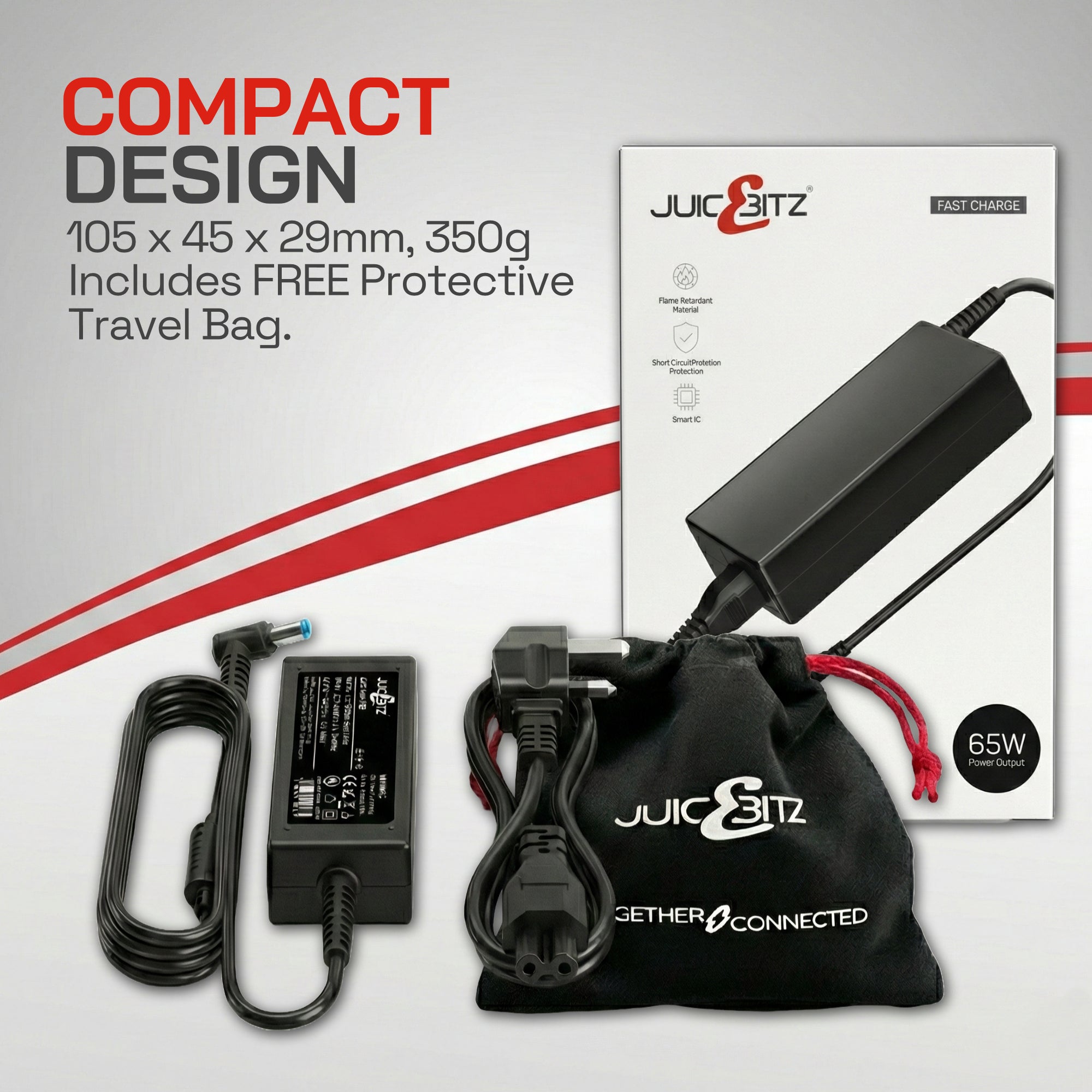 65W HP Laptop Charger - Round Tip 4.5mm x 3.0mm