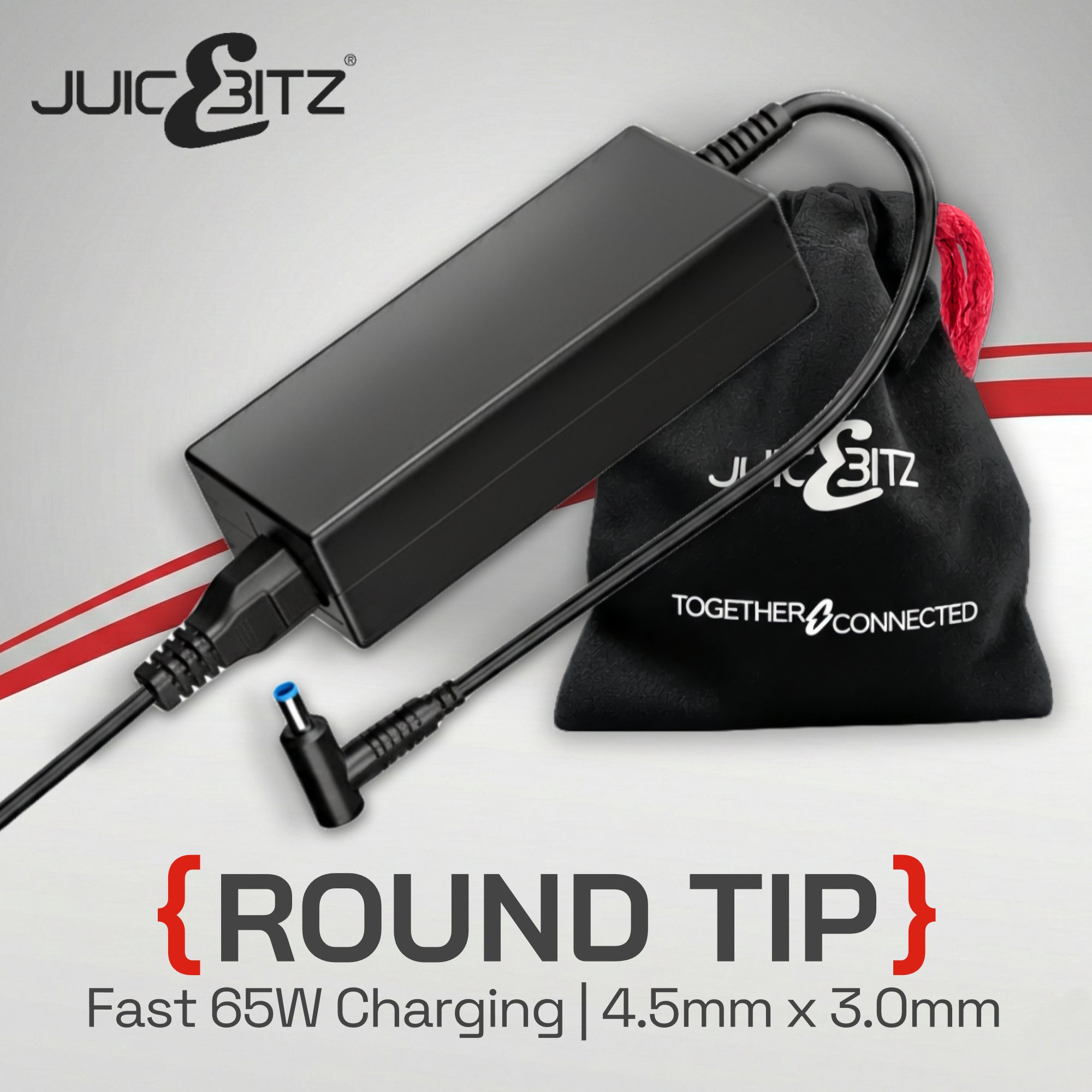 65W HP Laptop Charger - Round Tip 4.5mm x 3.0mm