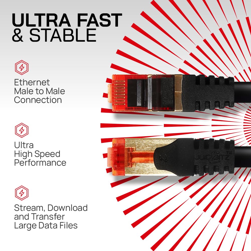 CAT6 Shielded RJ45 Ethernet LAN SFTP Patch Cable LSZH - Black