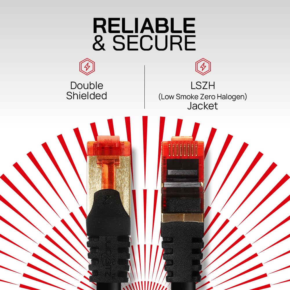 CAT6 Shielded RJ45 Ethernet LAN SFTP Patch Cable LSZH - Black