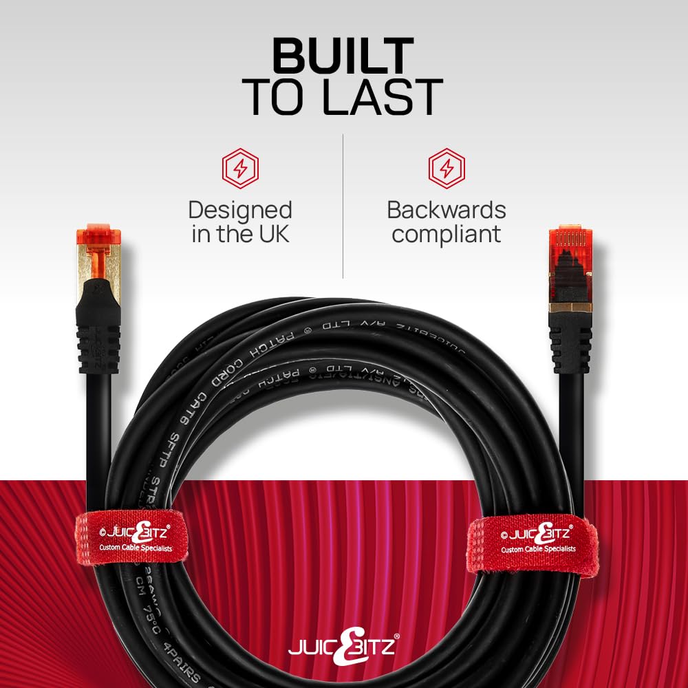 CAT6 Shielded RJ45 Ethernet LAN SFTP Patch Cable LSZH - Black