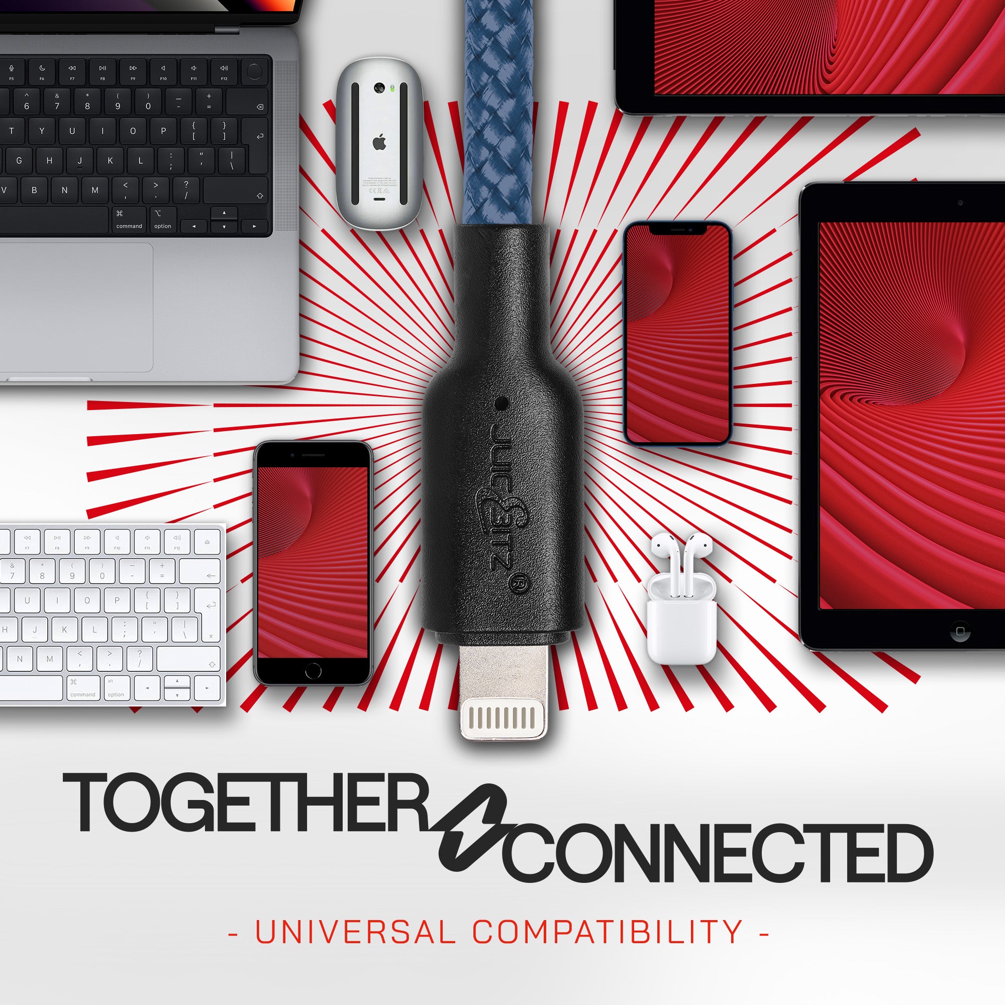 Braided Heavy Duty USB Charger Cable Data Sync Wire Lead for iPhone, iPad, iPod - Navy