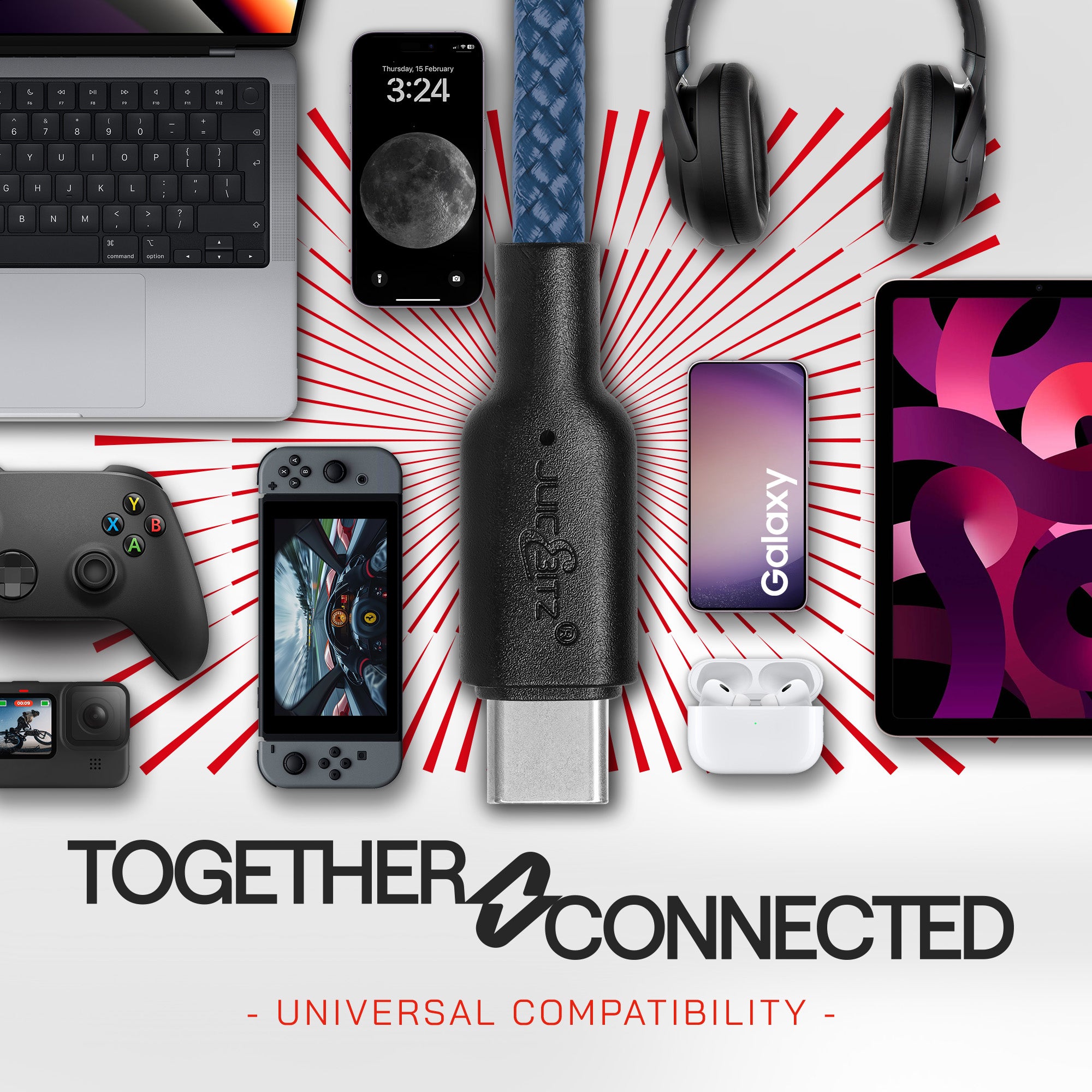 Braided USB-A to USB-C (USB2.0) 60W Fast Charger Data Cable - Navy