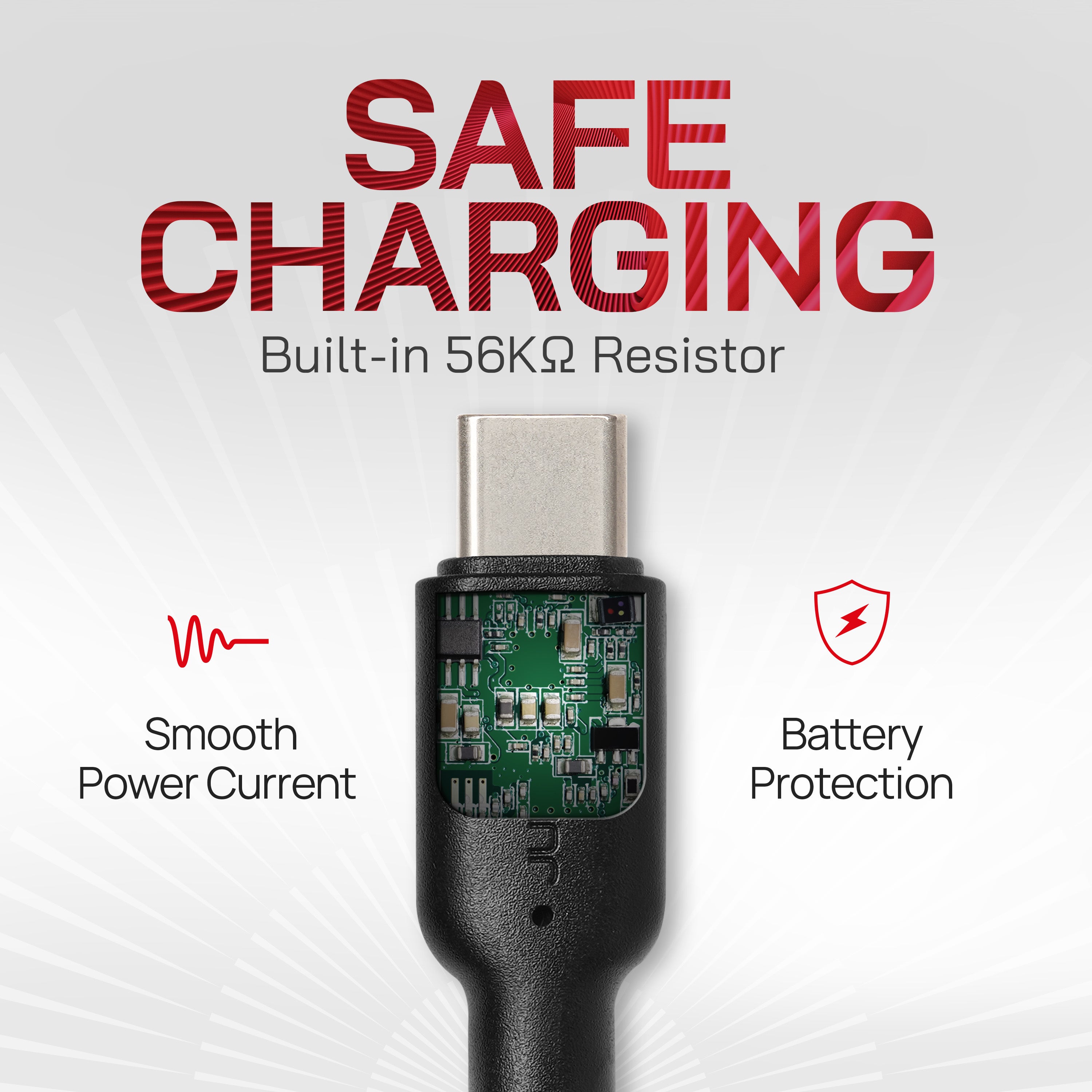 Braided Heavy Duty USB-C Fast Charger Data Sync Cable for iPhone, iPad, iPod - Red