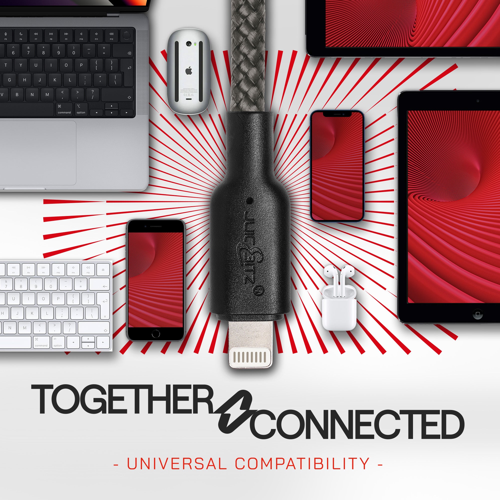 Braided Heavy Duty USB-C Fast Charger Data Sync Cable for iPhone, iPad, iPod - Grey