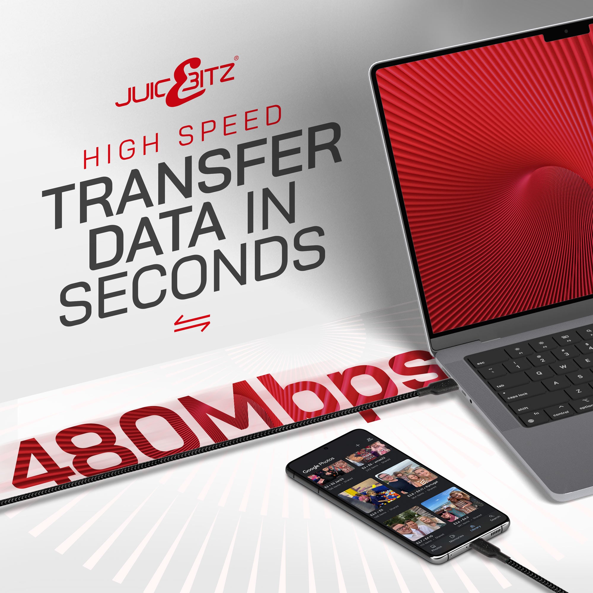 Braided USB-C to USB-C (USB2.0) 100W PD Fast Charger Data Cable - Black