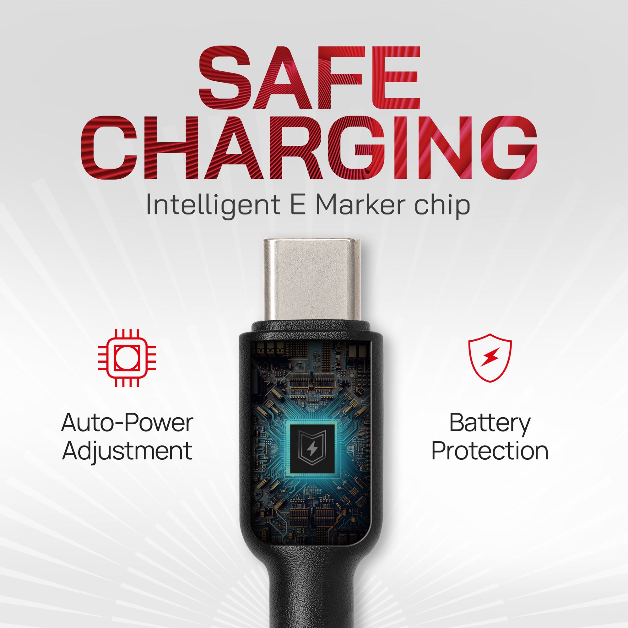 Braided USB-C to USB-C (USB2.0) 100W PD Fast Charger Data Cable - Red