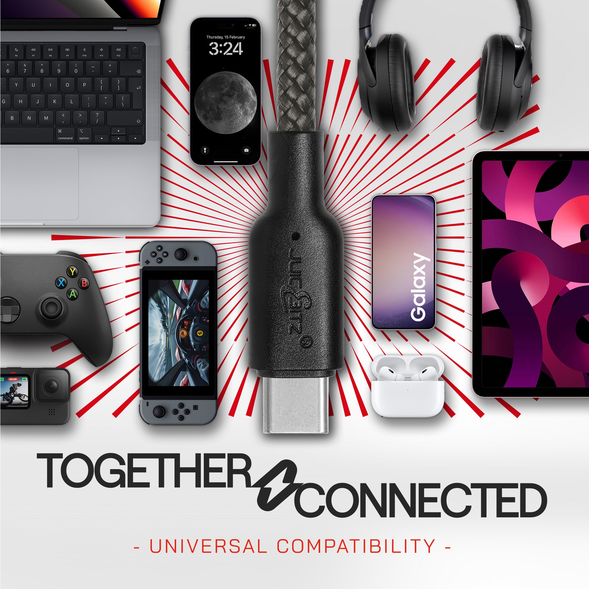 Braided USB-C to USB-C (USB2.0) 100W PD Fast Charger Data Cable - Grey