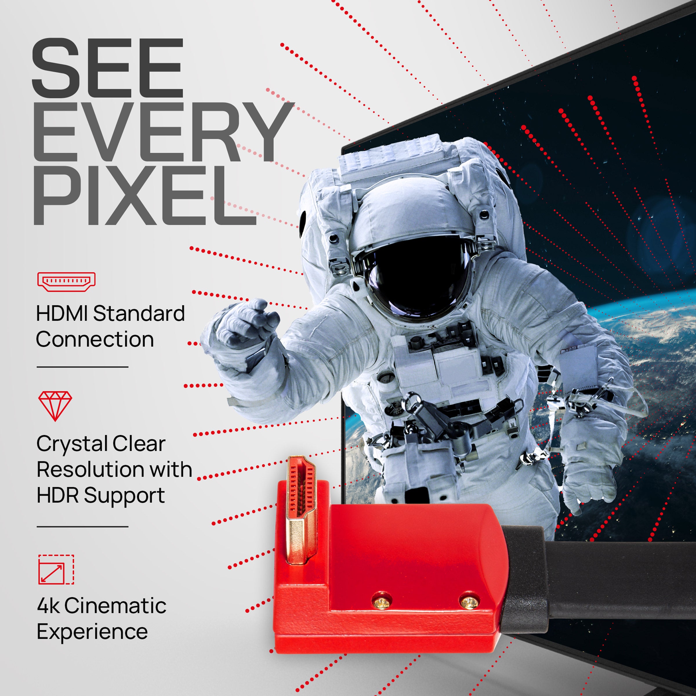 4K 60Hz HDMI 2.0 Flat Cable – Slim 18Gbps HDR ARC Lead (Straight to 90 Degree)