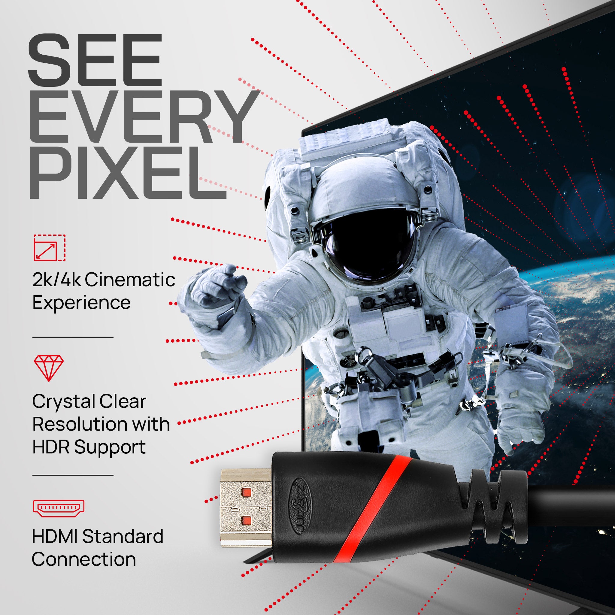 HDMI 1.4b 1080p Full HD Cable HDR Graphics Ethernet CEC ARC - Black