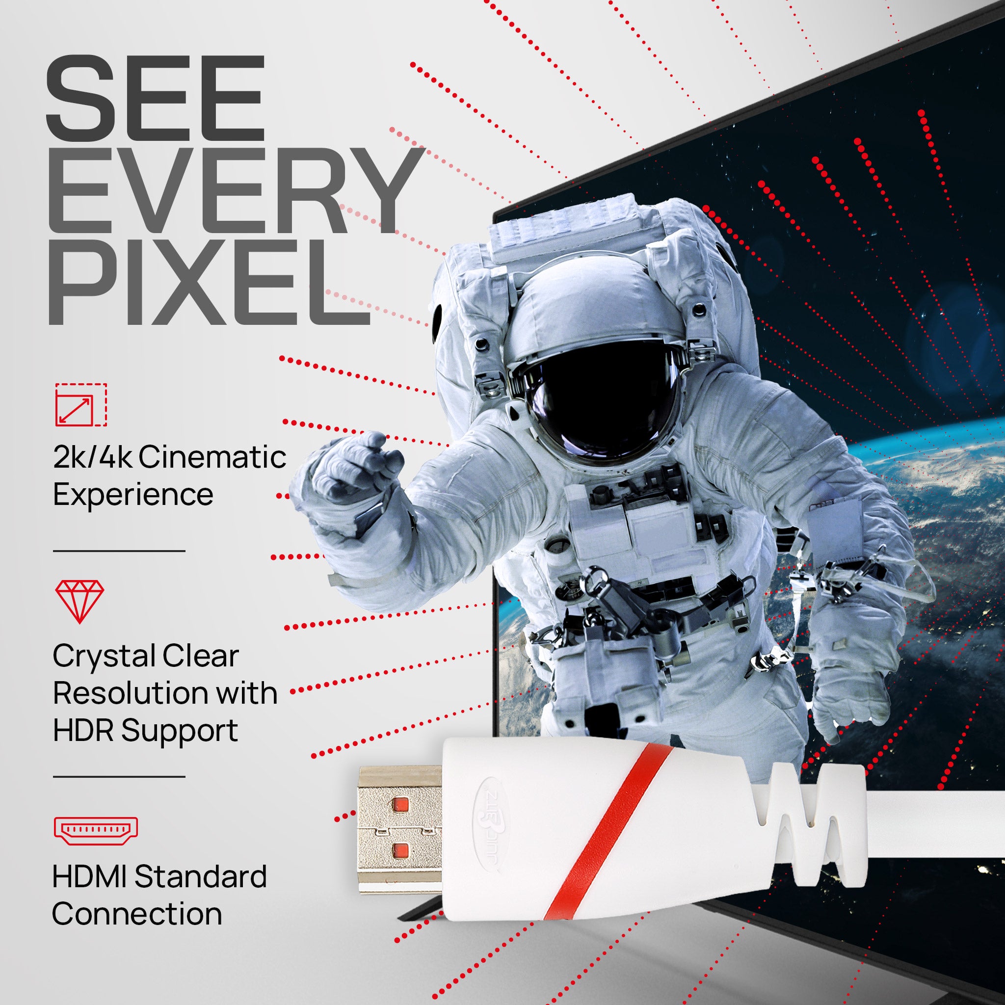 HDMI 1.4b 1080p Full HD Cable HDR Graphics Ethernet CEC ARC - White