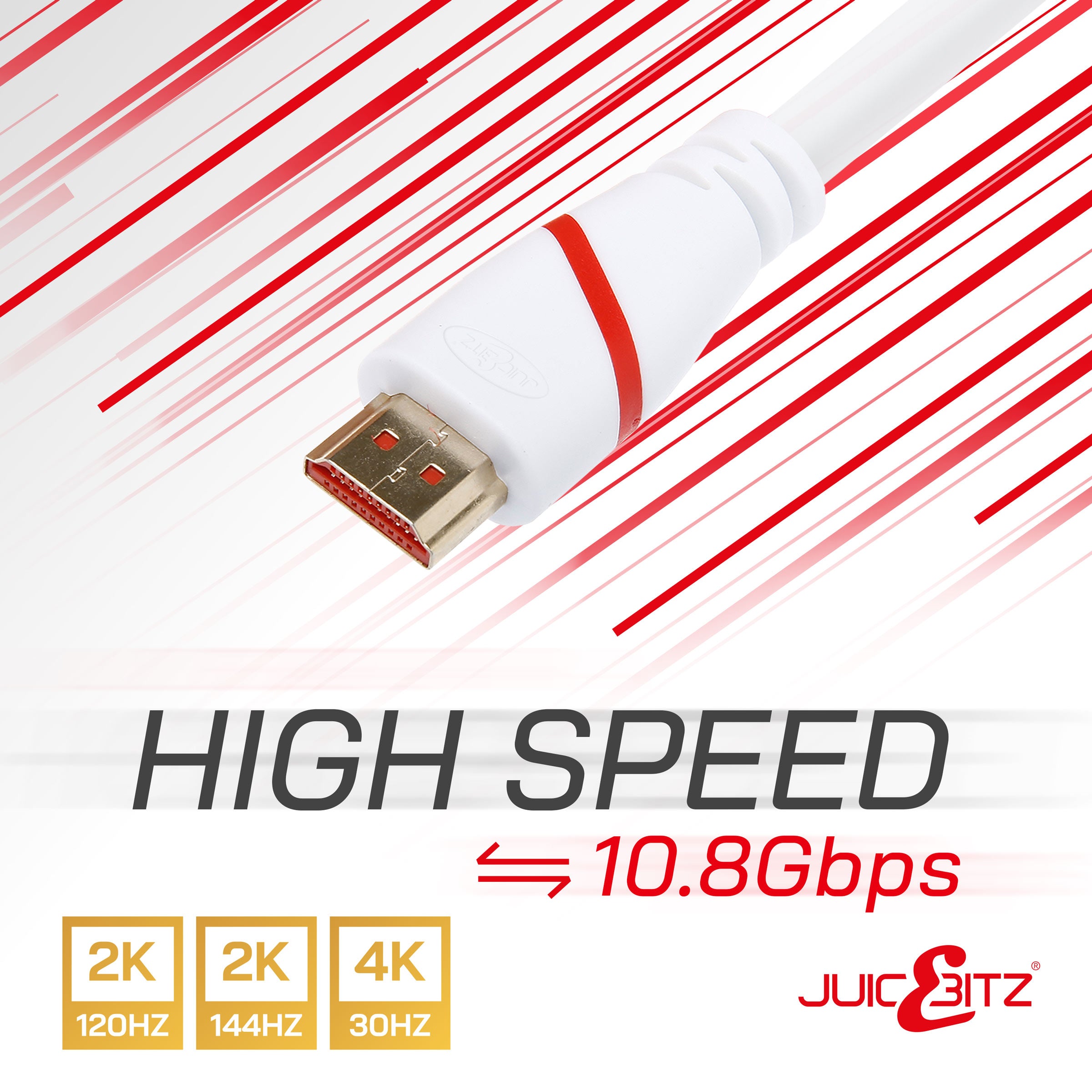 HDMI 1.4b 1080p 120hz Full HD Cable HDR Graphics Ethernet CEC ARC - White