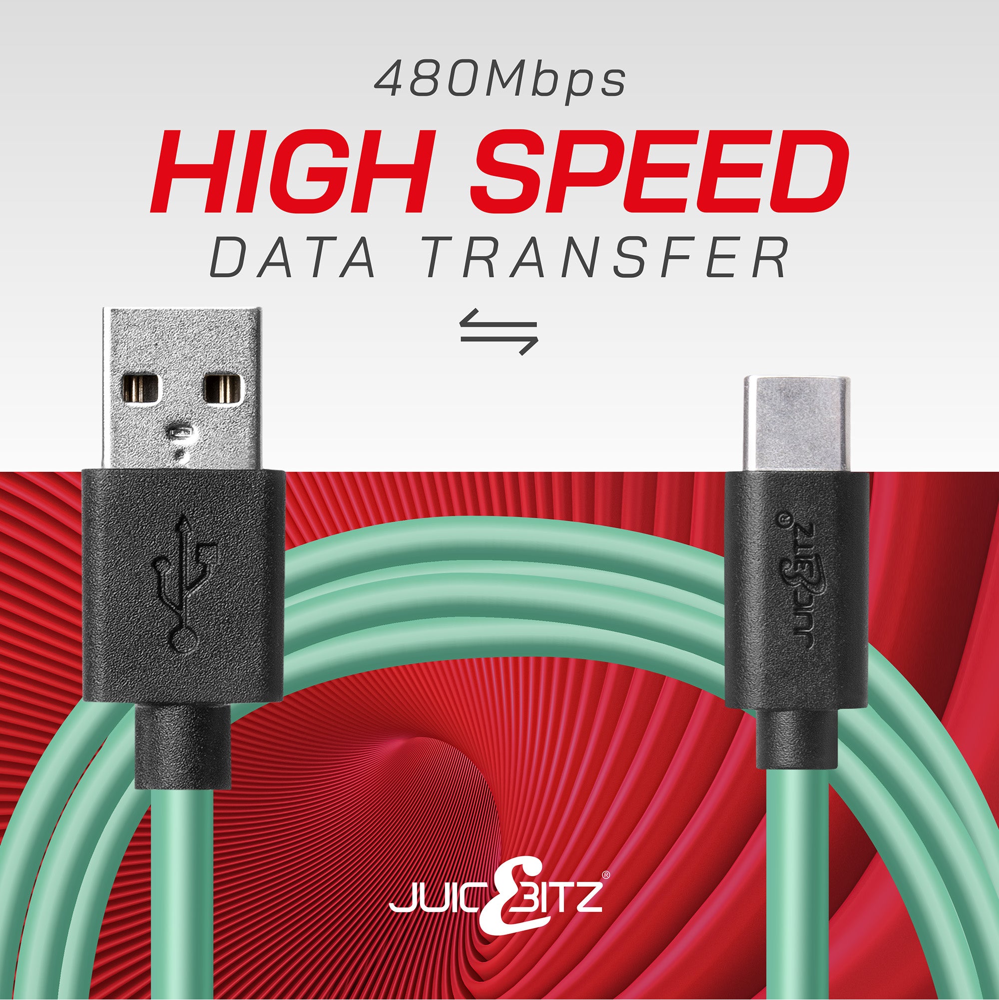 USB 2.0 Male to USB-C 3A Fast Charger Data Cable - Green