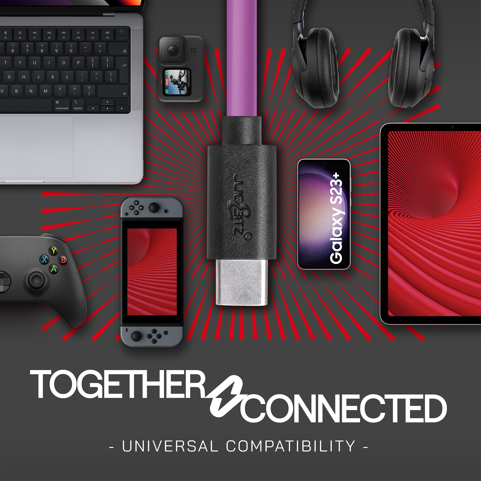 USB 2.0 Male to USB-C 3A Fast Charger Data Cable - Purple