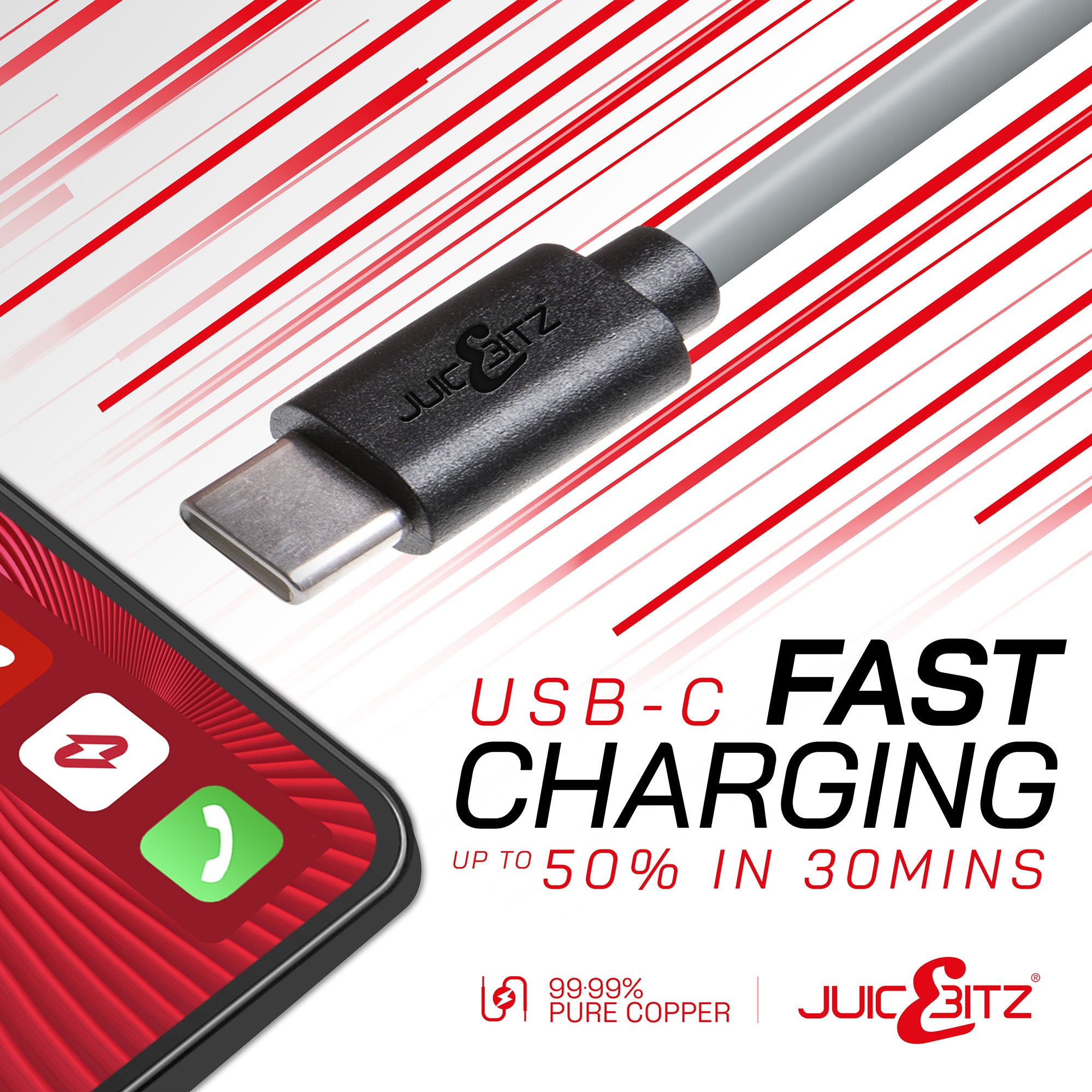 USB-C to USB-C Fast Charger Cable USB 2.0 Data Transfer Lead - Grey