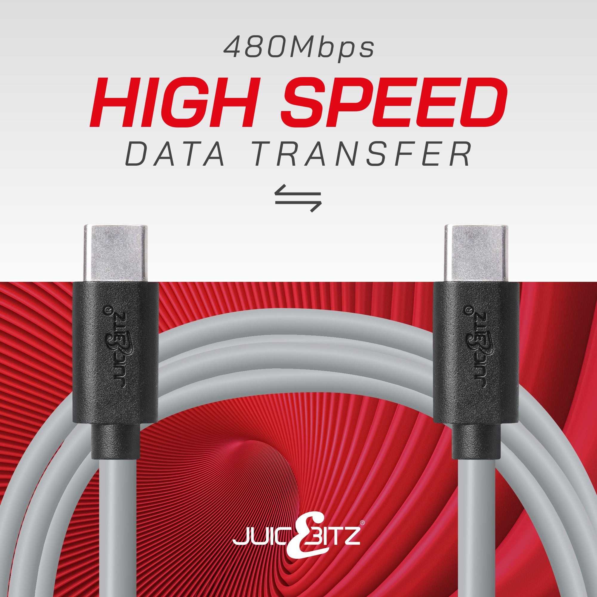 USB-C to USB-C Fast Charger Cable USB 2.0 Data Transfer Lead - Grey