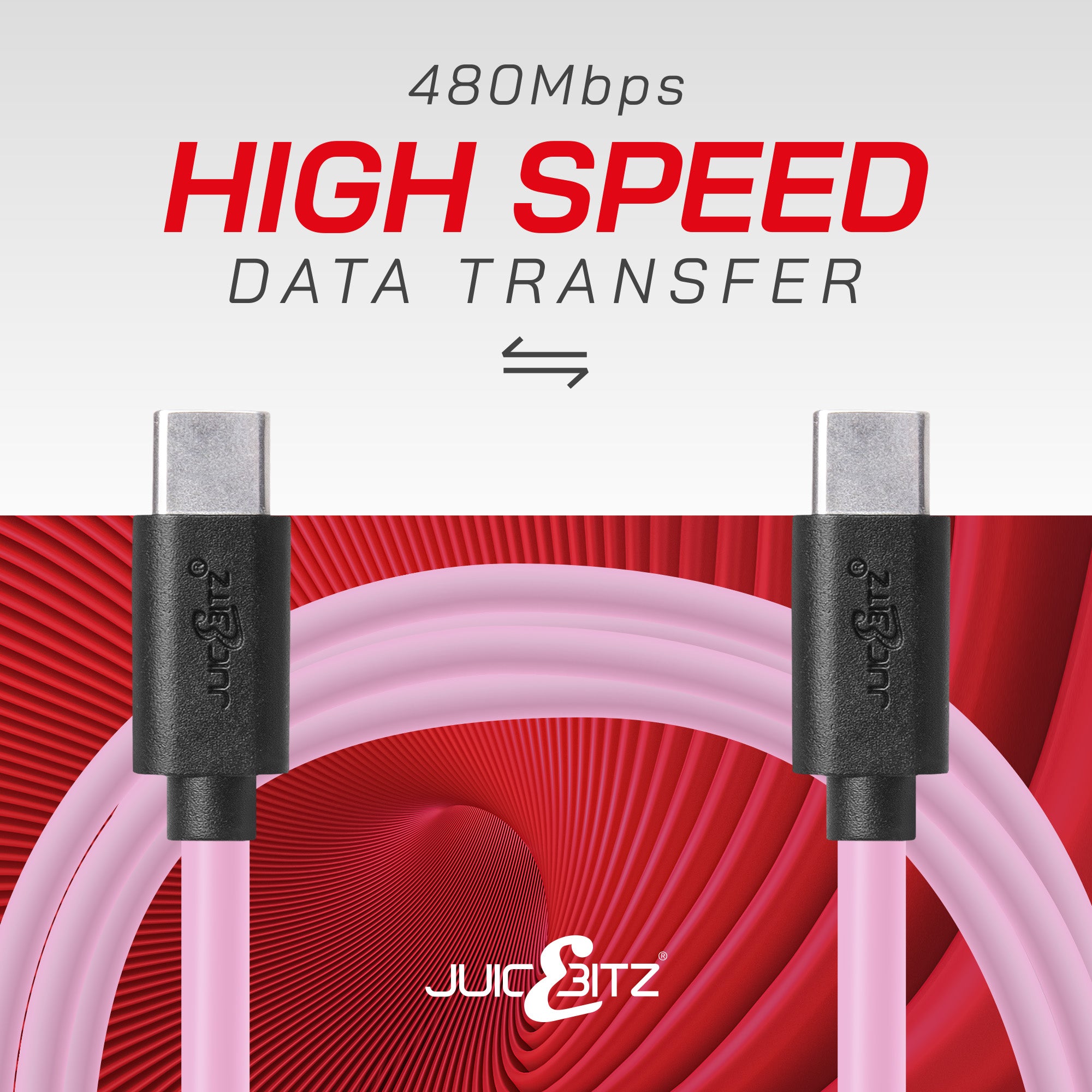 USB-C to USB-C Fast Charger Cable USB 2.0 Data Transfer Lead - Pink