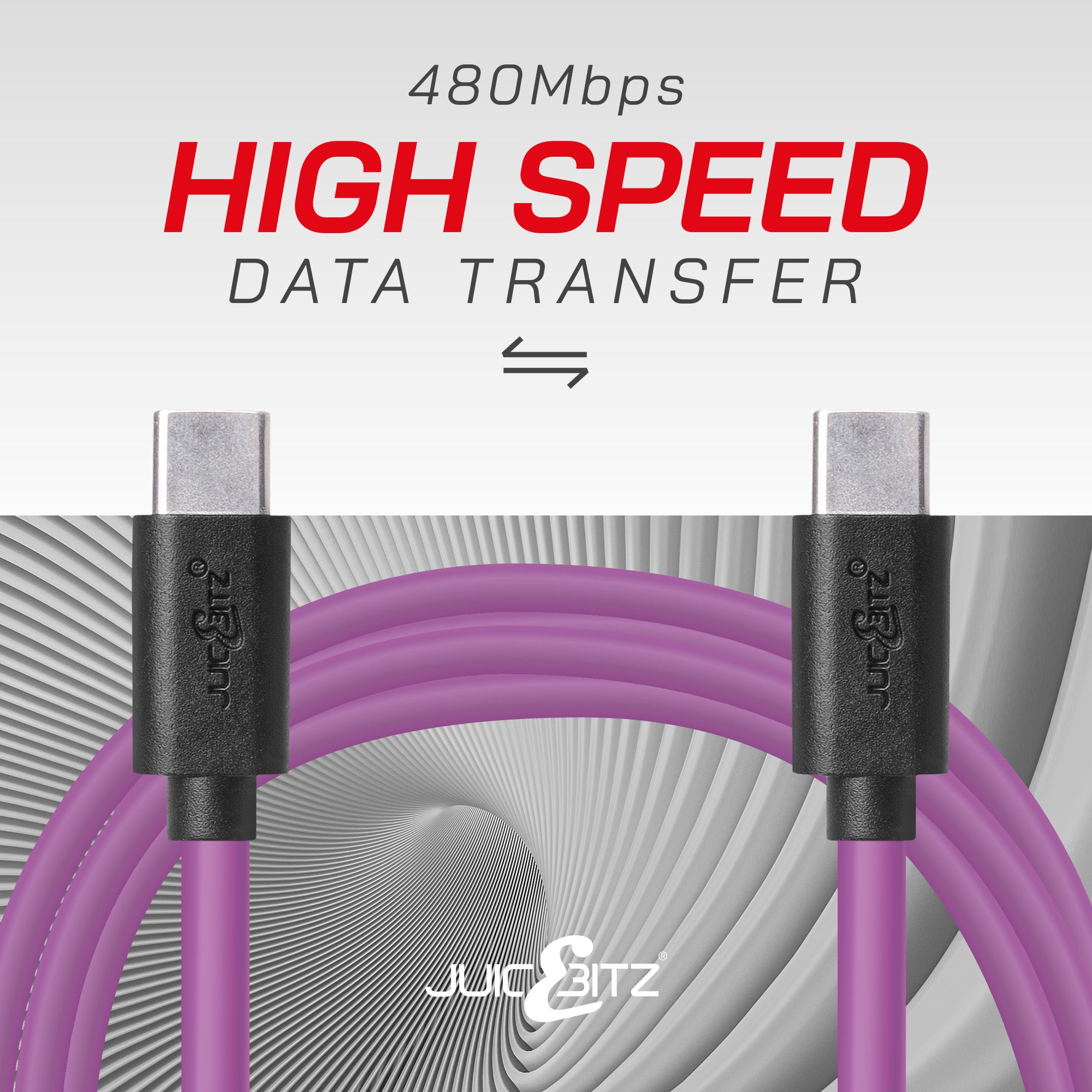 USB-C to USB-C Fast Charger Cable USB 2.0 Data Transfer Lead - Purple