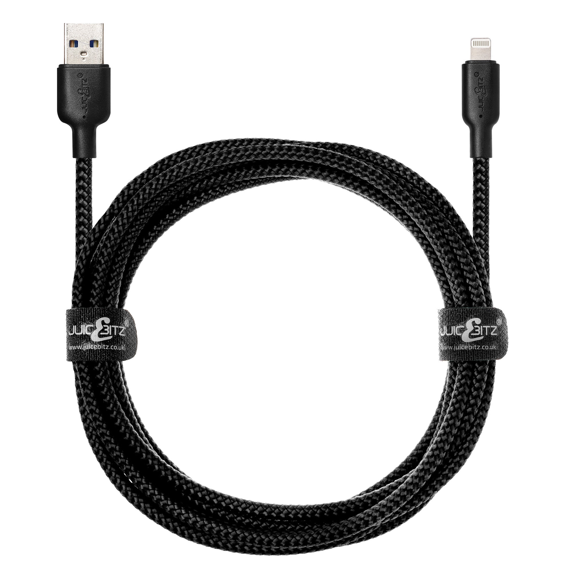 Braided Heavy Duty USB Charger Cable Data Sync Wire Lead for iPhone, iPad, iPod - Black