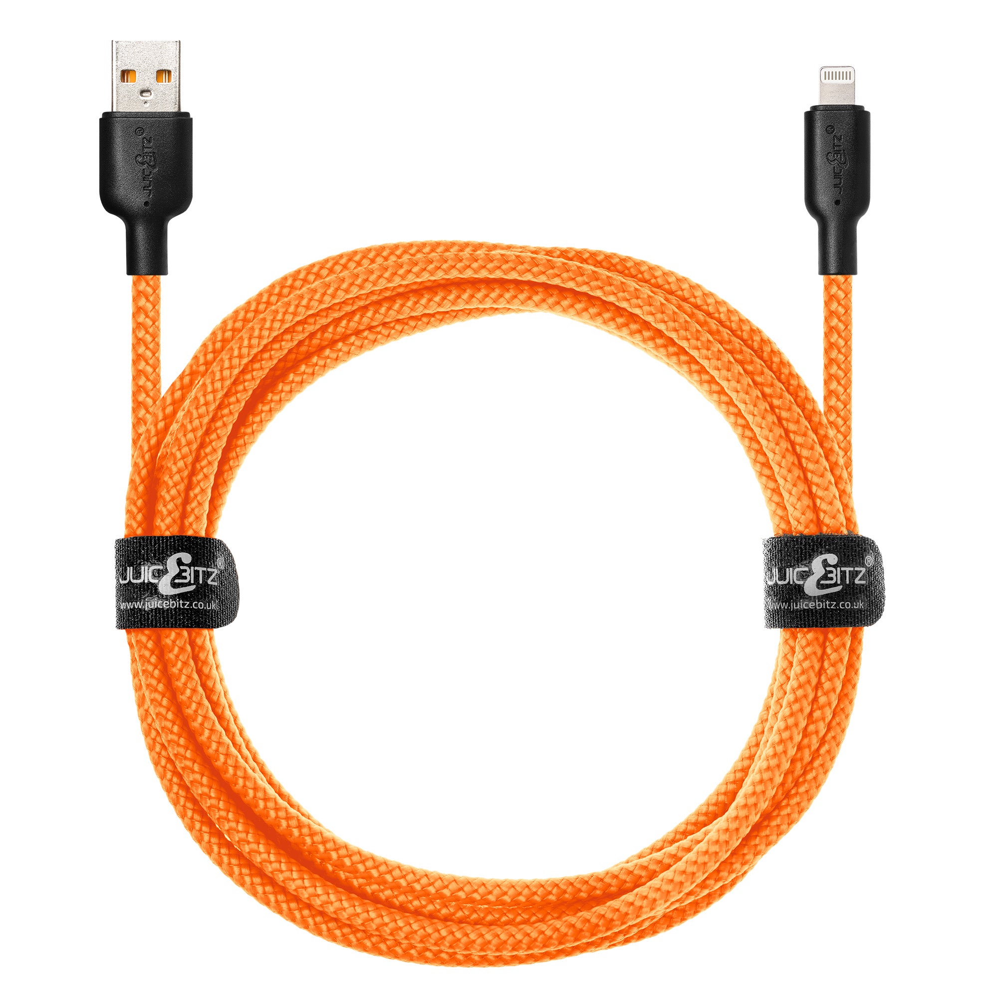 Braided Heavy Duty USB Charger Cable Data Sync Wire Lead for iPhone, iPad, iPod - Orange