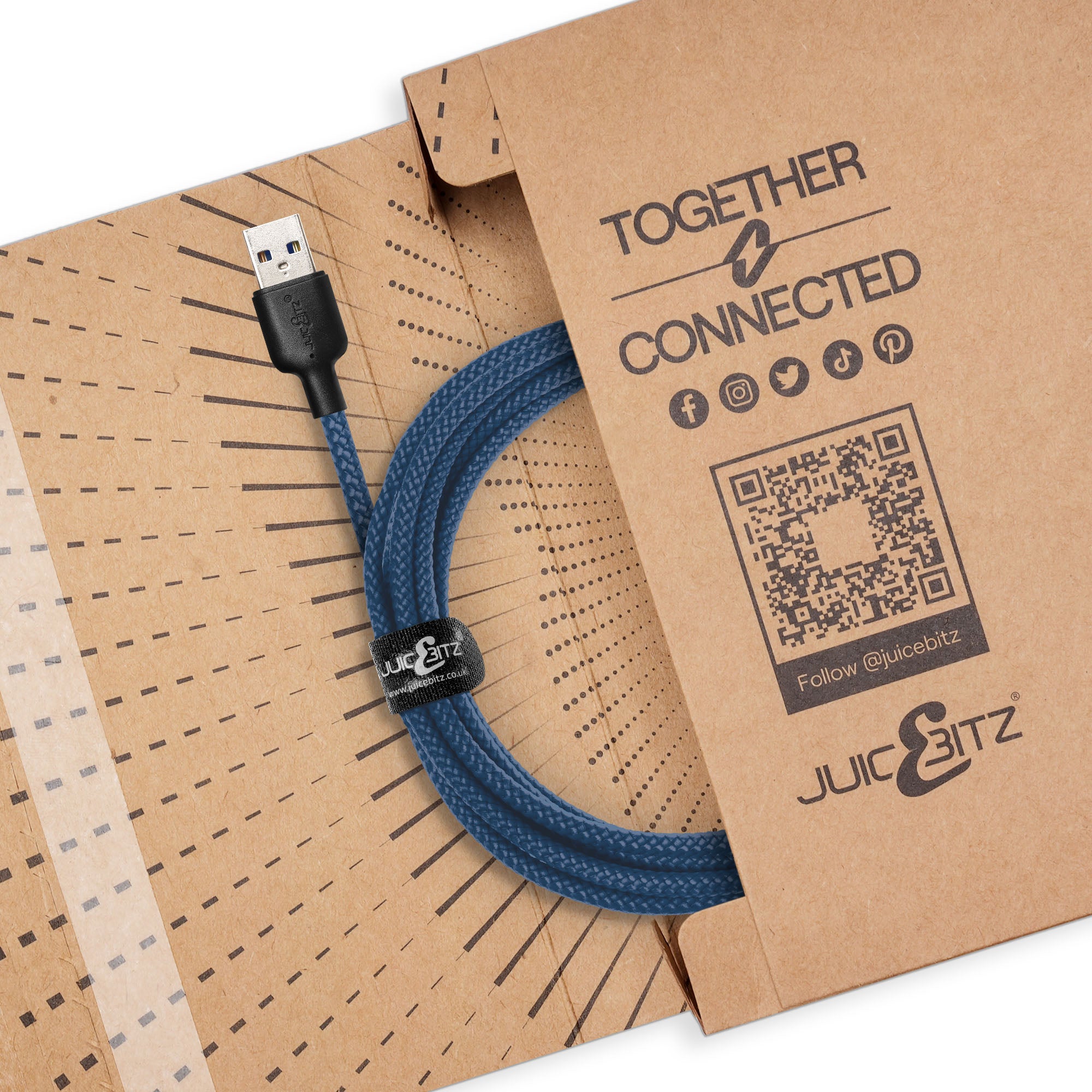 Braided USB-A to USB-C (USB2.0) 60W Fast Charger Data Cable - Navy