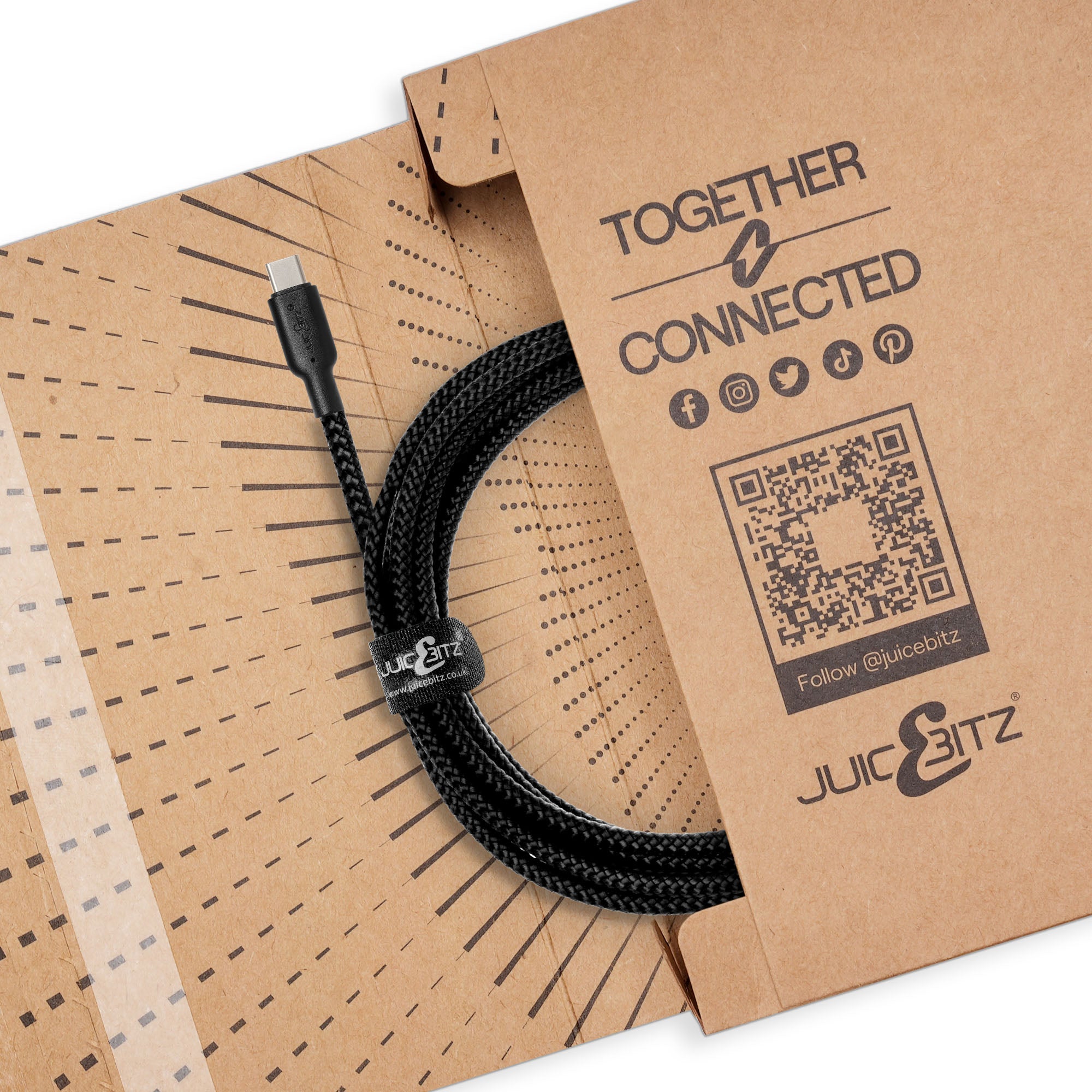 Braided USB-C to USB-C (USB2.0) 100W PD Fast Charger Data Cable - Black