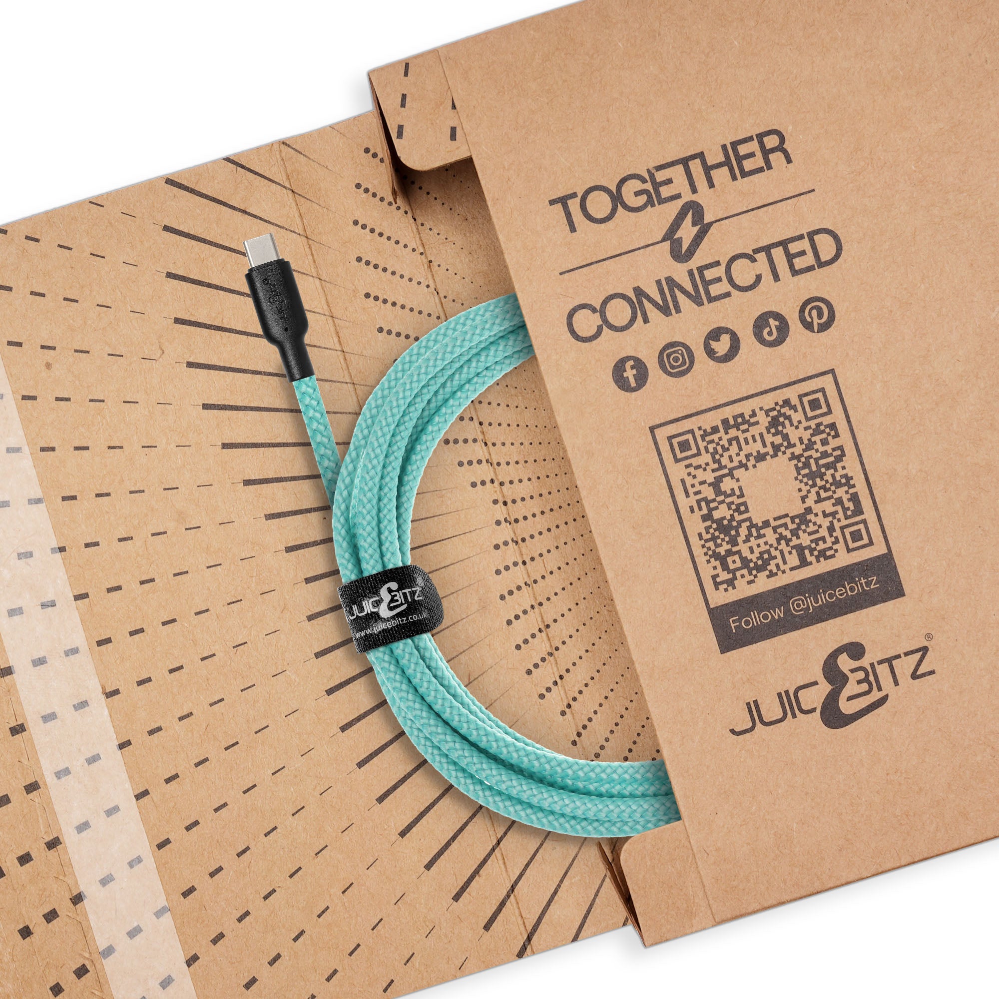 Braided USB-C to USB-C (USB2.0) 100W PD Fast Charger Data Cable - Turquoise