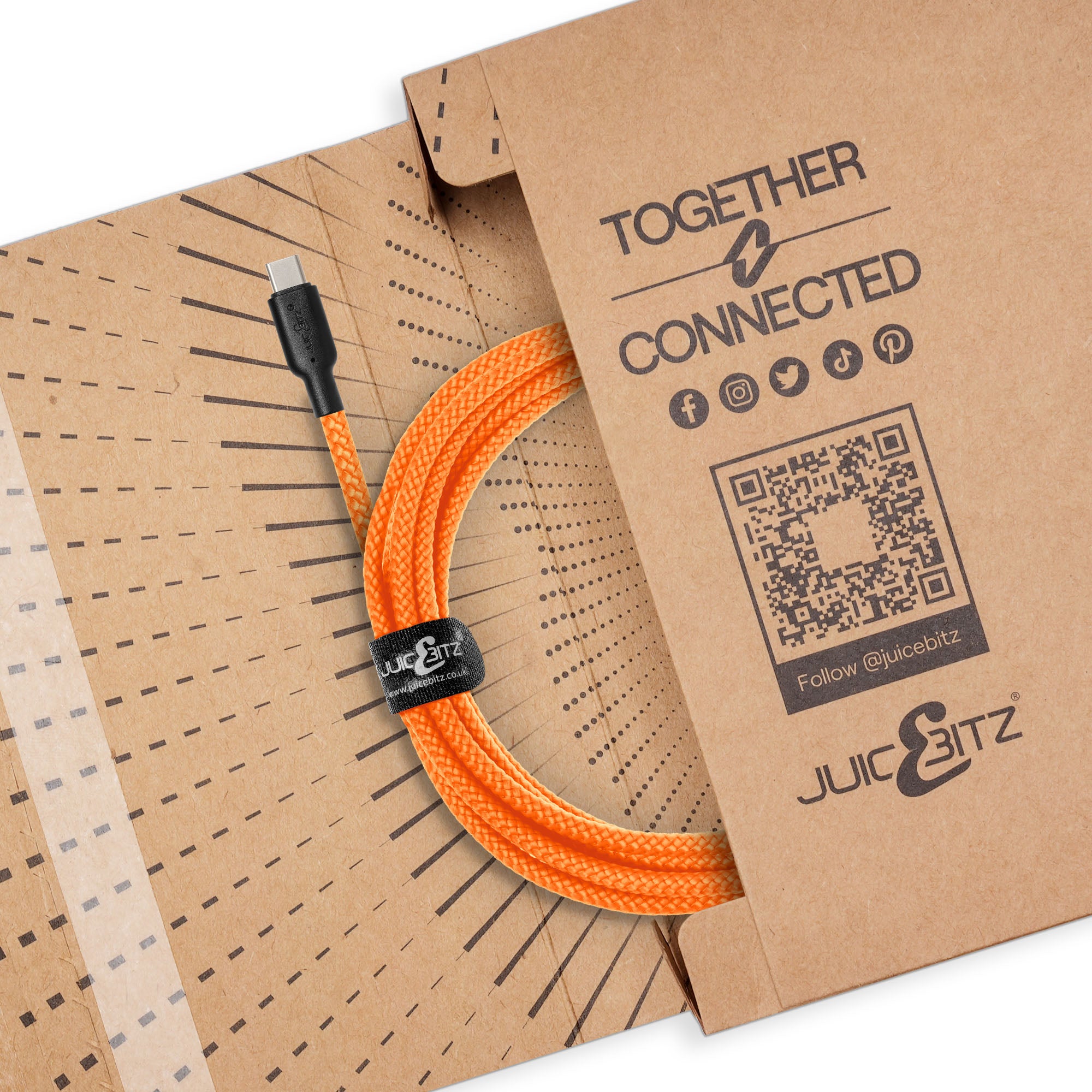 Braided USB-C to USB-C (USB2.0) 100W PD Fast Charger Data Cable - Orange
