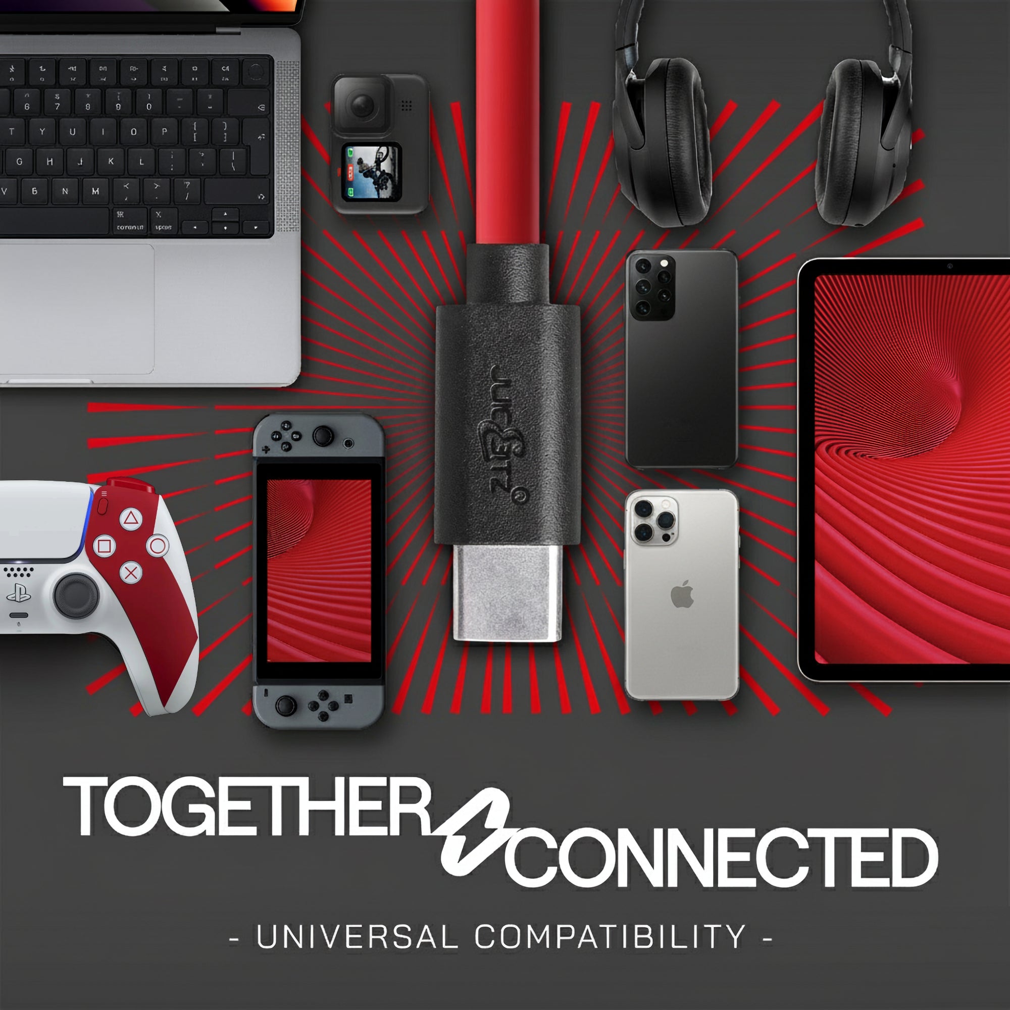 USB 2.0 Male to USB-C 3A Fast Charger Data Cable - Red