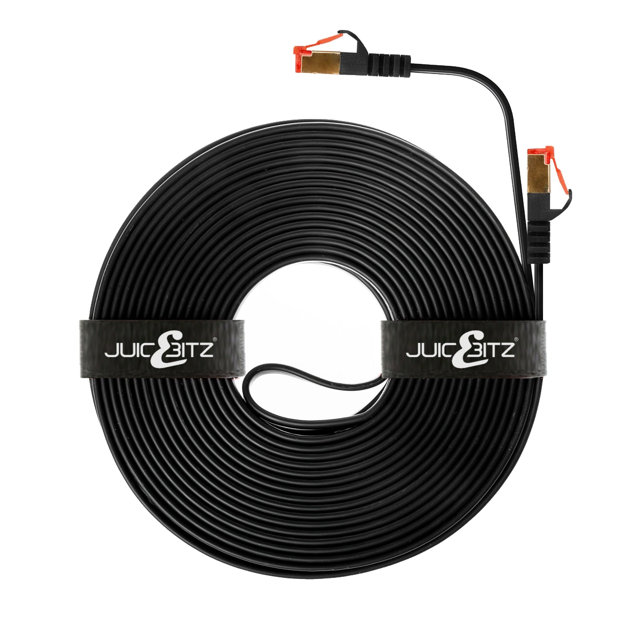 CAT7 Flat Shielded Gigabit Ethernet RJ45 LAN SFTP Patch Cable LSZH - Black