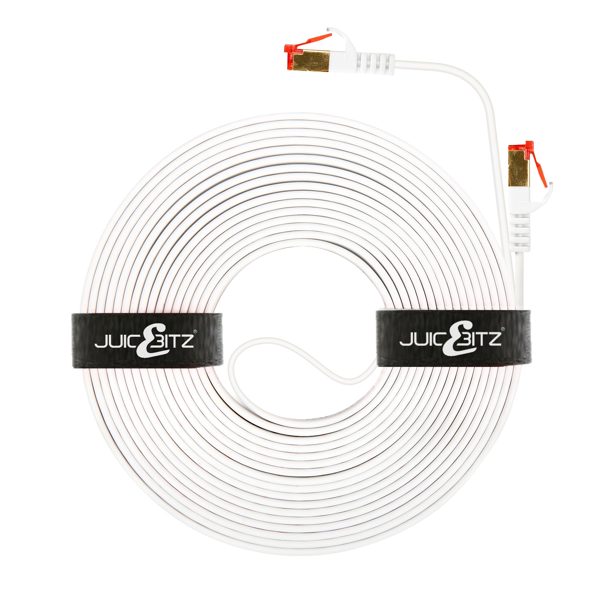 CAT7 Flat Shielded Gigabit Ethernet RJ45 LAN SFTP Patch Cable LSZH - White