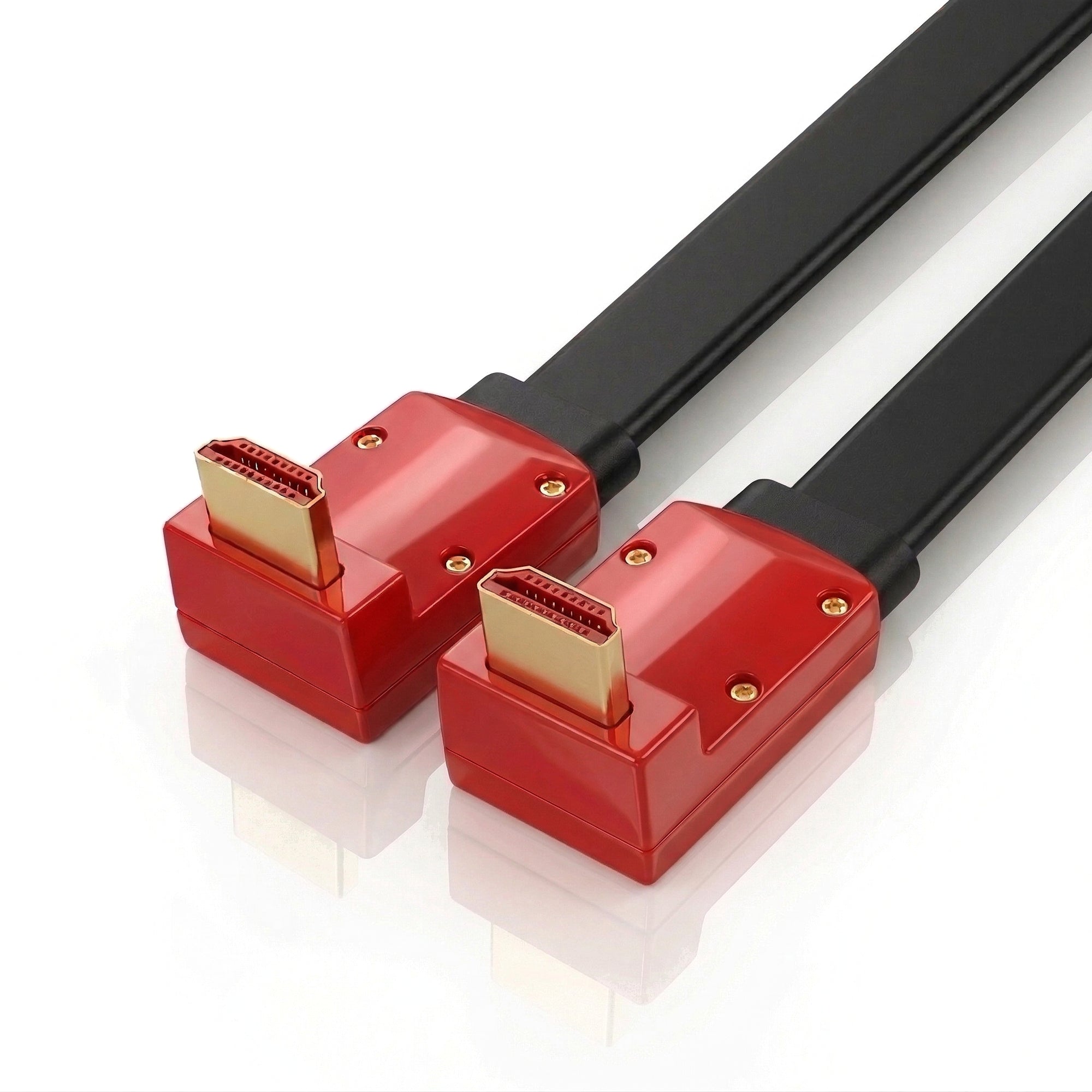 4K 60Hz HDMI 2.0 Flat Cable – Slim 18Gbps HDR ARC Lead (90 Degree Heads/Wall Mount)