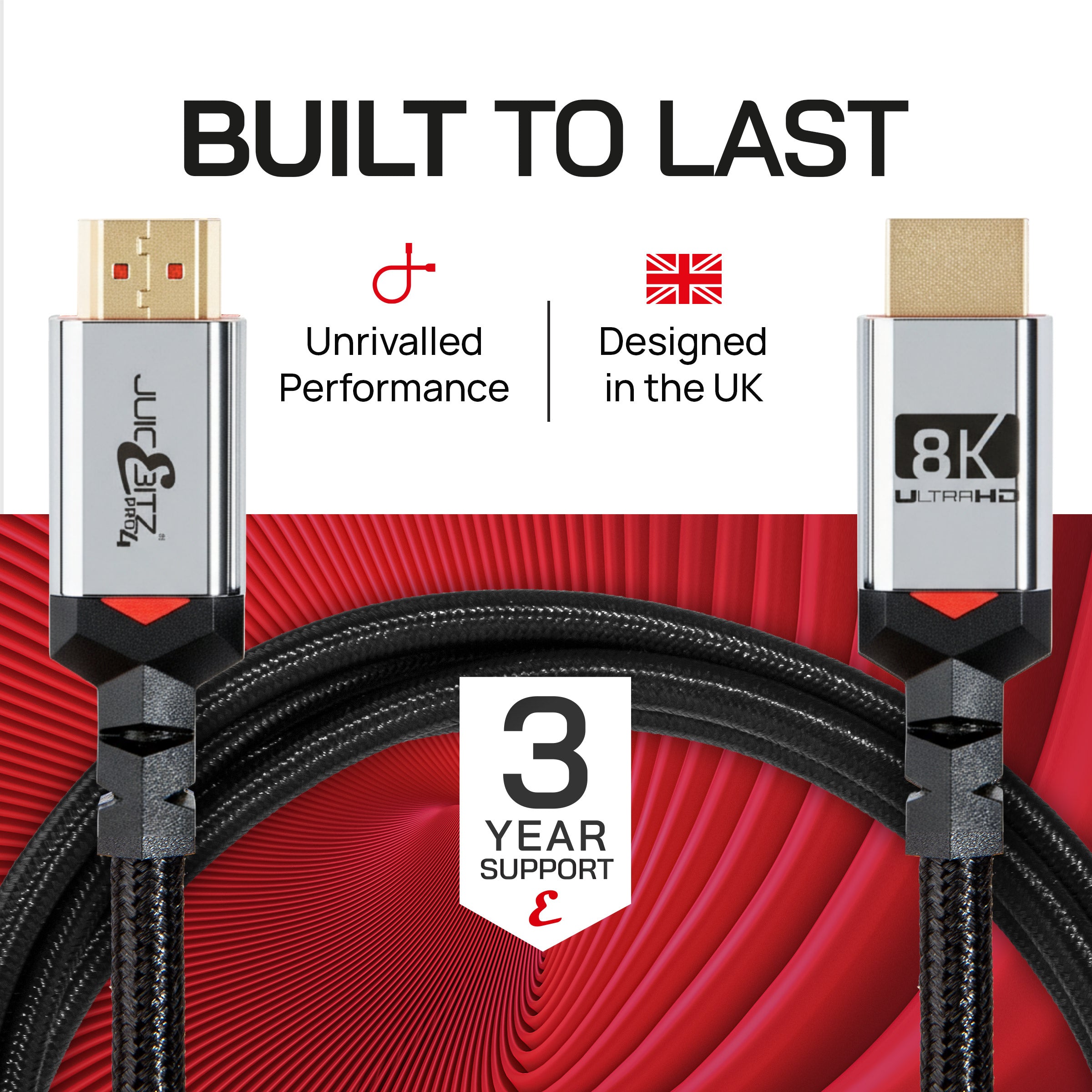 PRO Series 8k HDMI v2.1 Braided Cable UHD Ultra High Speed Lead 48Gbps 4320p 2160p 1080p HDR