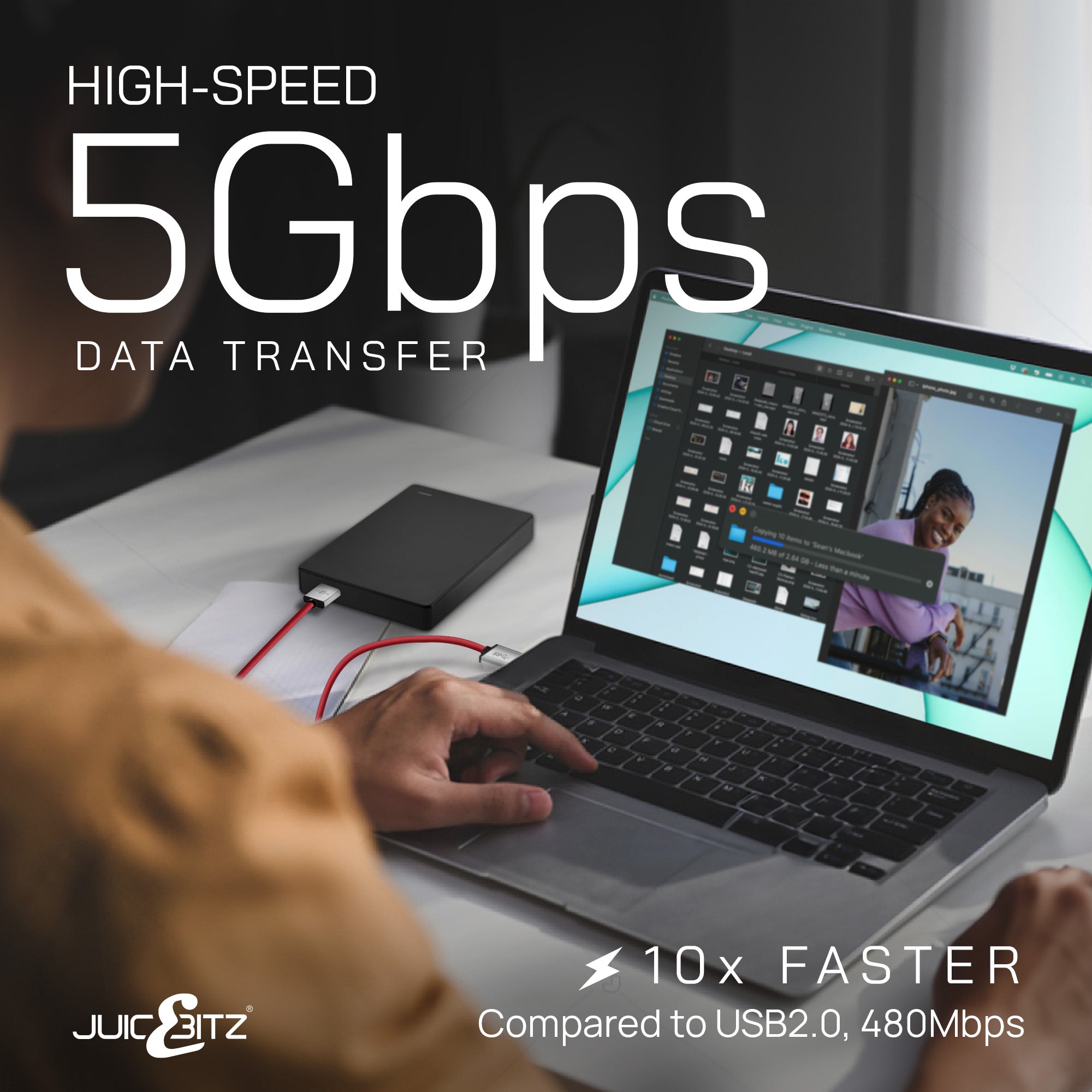 PRO Series Braided Superspeed Male to Male USB 3.0 Data Transfer Cable - Red