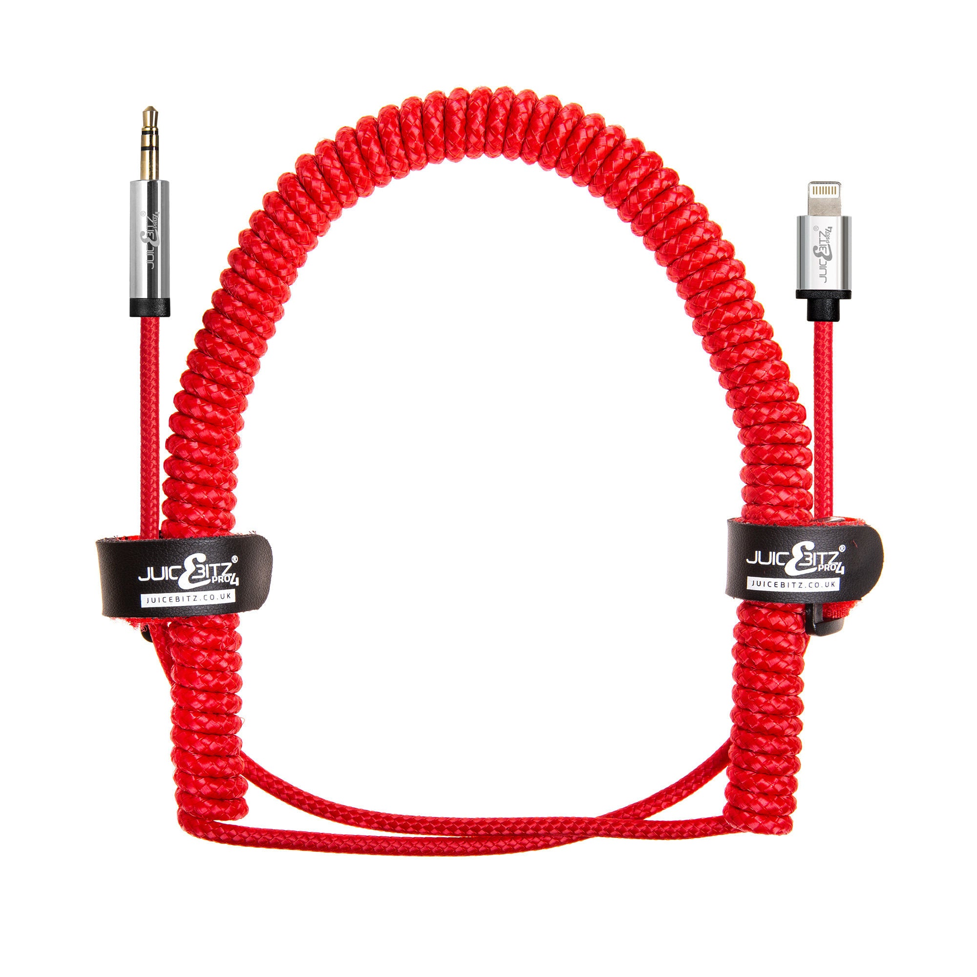 PRO Series 3.5mm Braided Coiled AUX to 8 Pin Stereo Jack Lead for iPhone, iPad, iPod