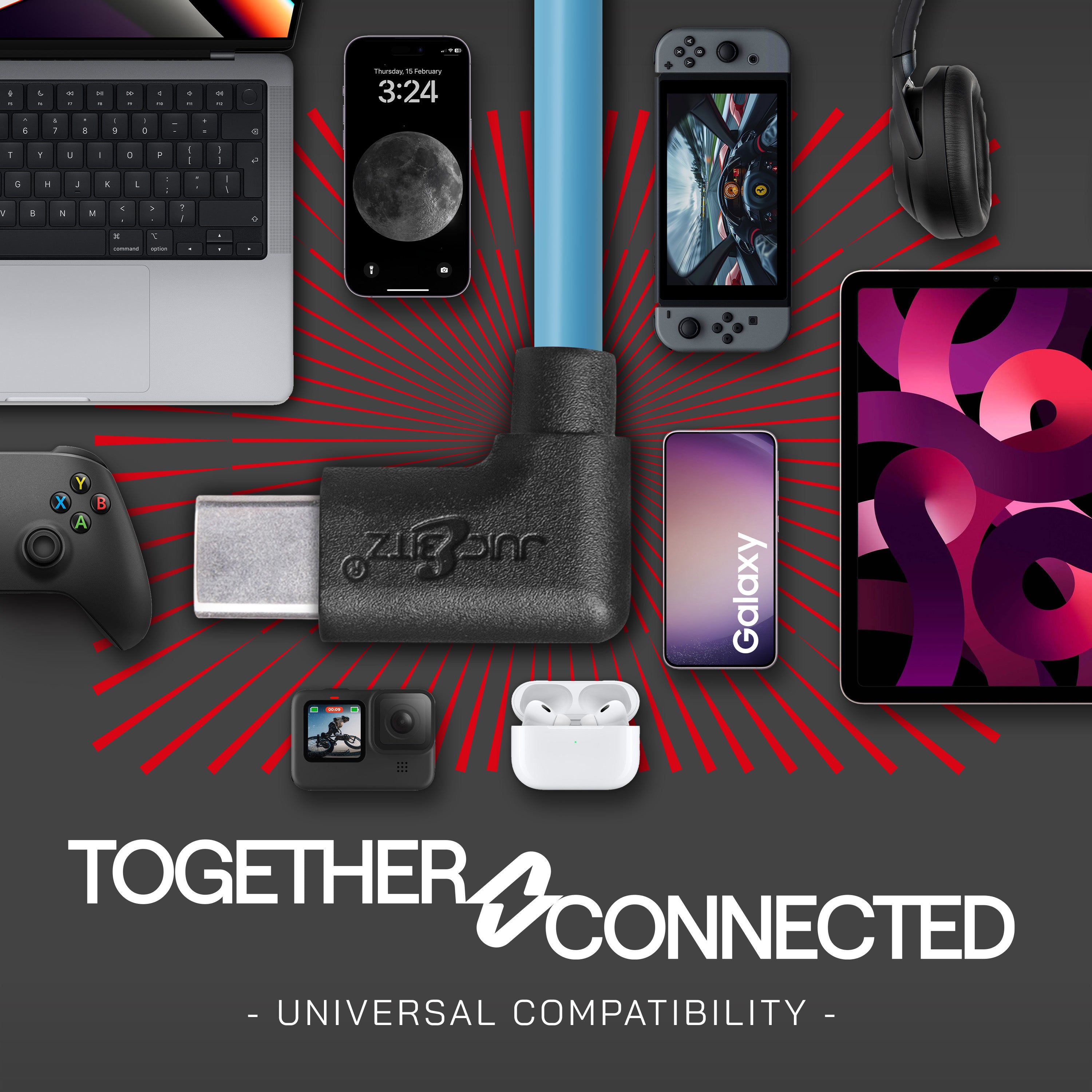 USB 2.0 Male to Angled USB-C 3A Fast Charger Data Cable - Blue