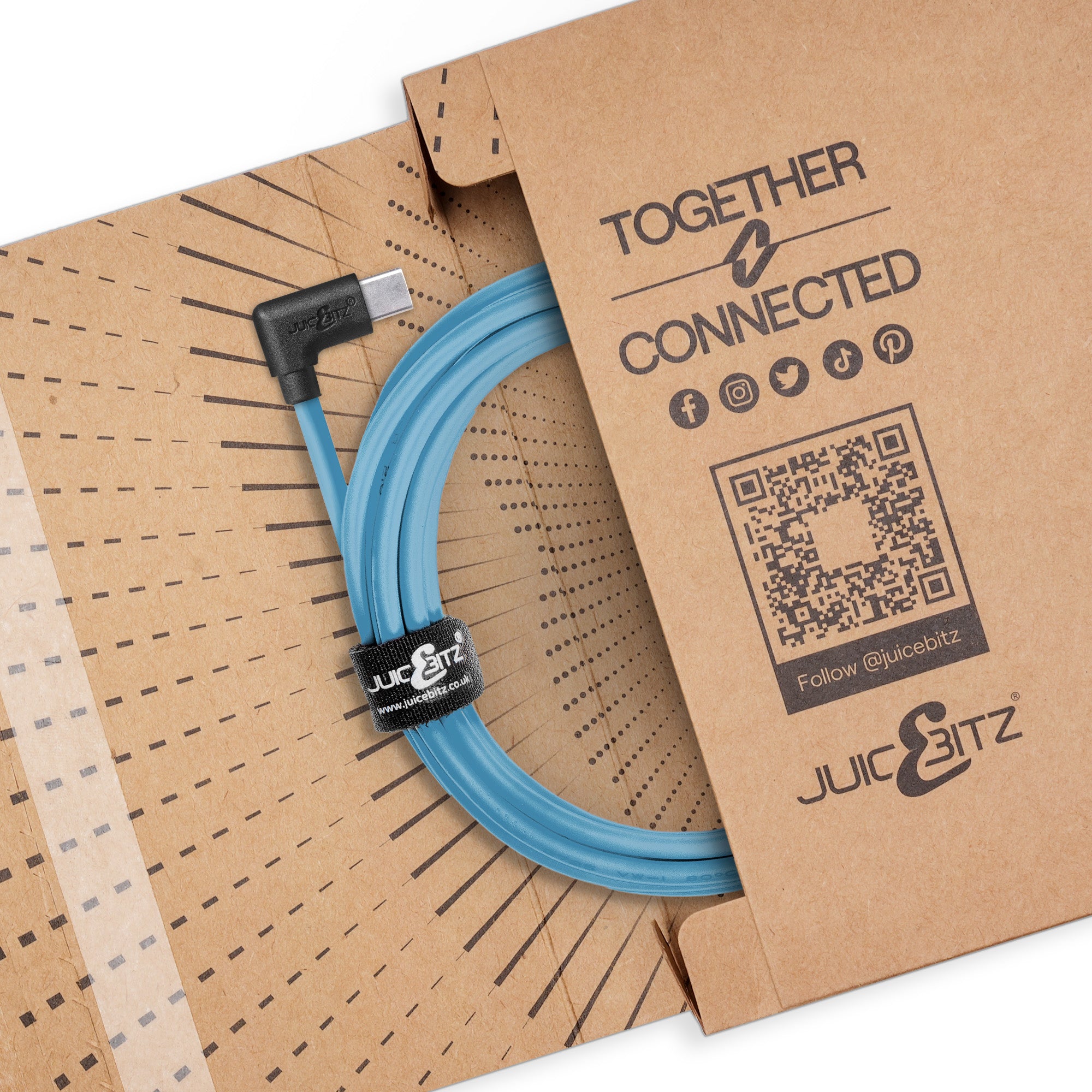 USB 2.0 Male to Angled USB-C 3A Fast Charger Data Cable - Blue