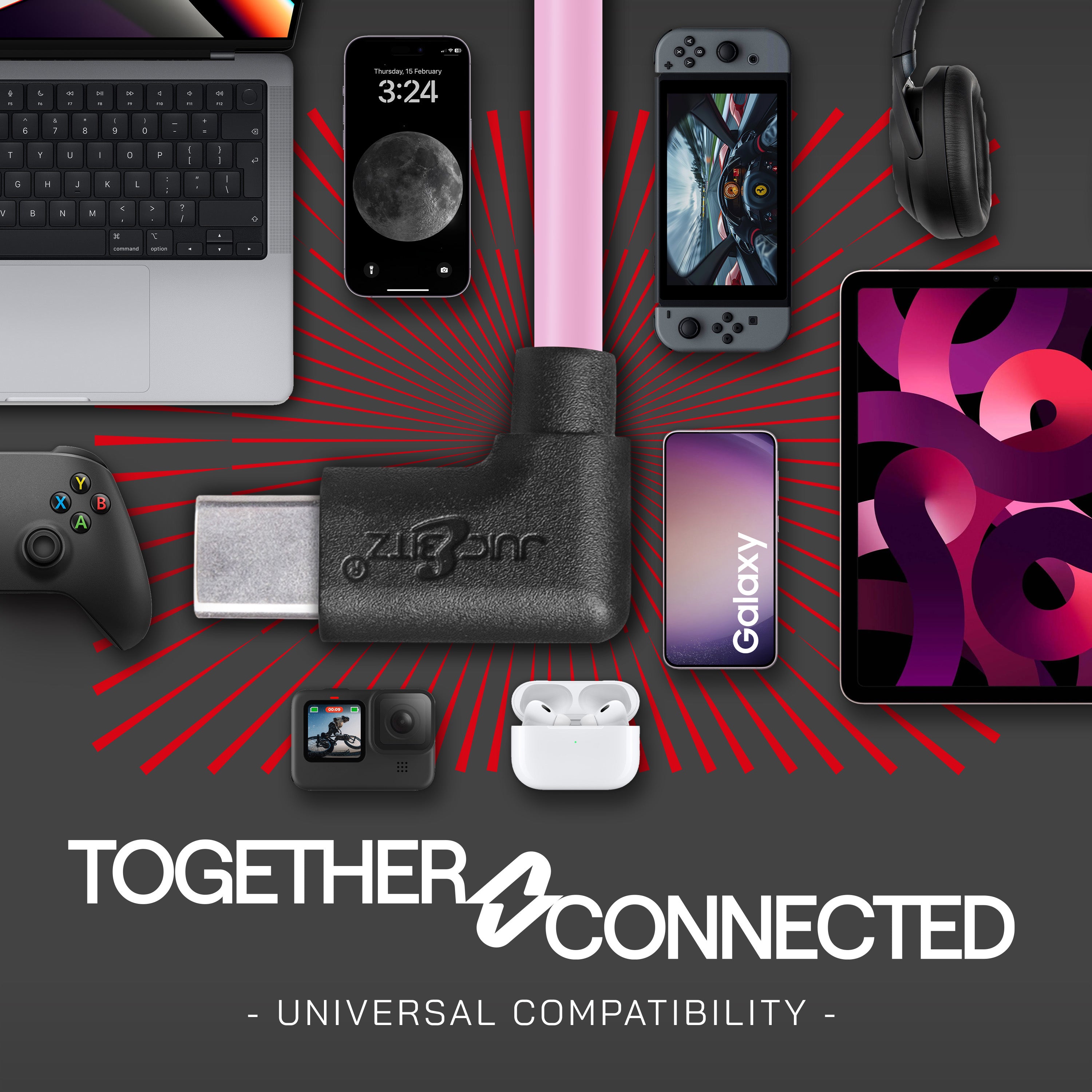 USB 2.0 Male to Angled USB-C 3A Fast Charger Data Cable - Pink