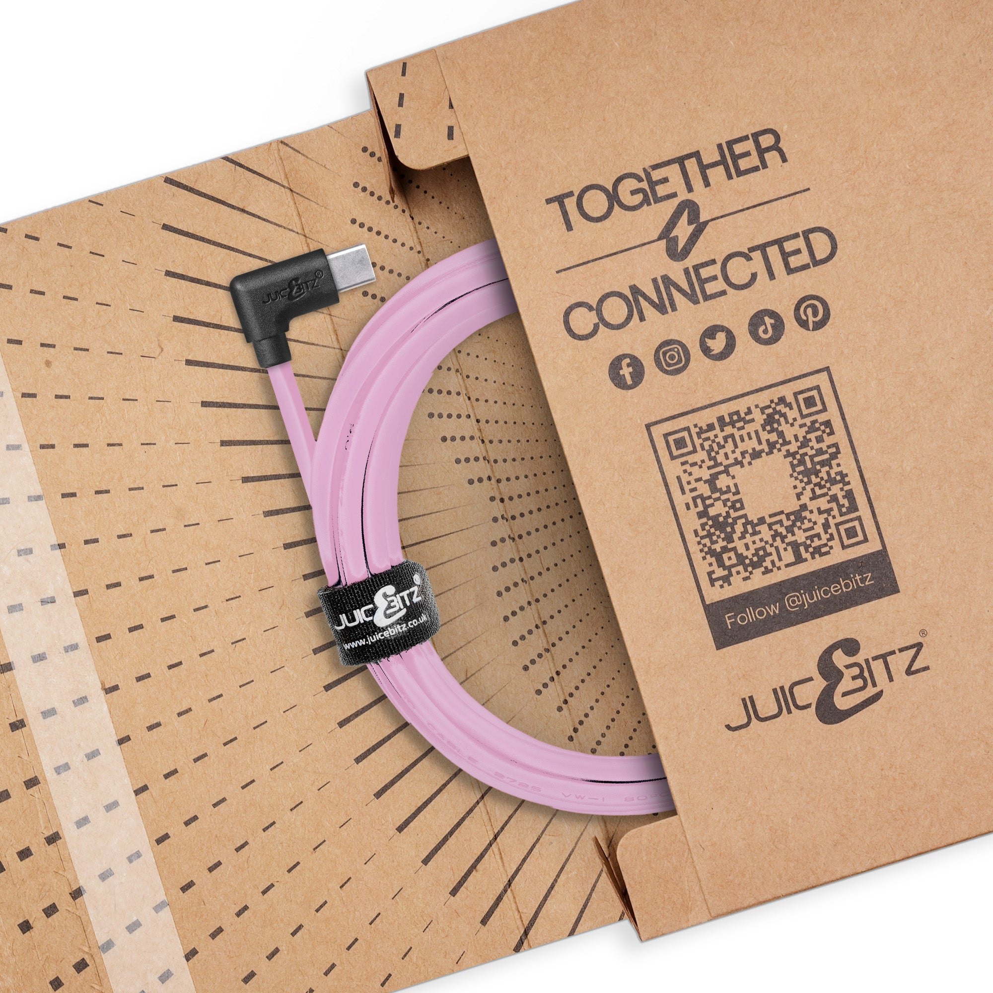 USB 2.0 Male to Angled USB-C 3A Fast Charger Data Cable - Pink