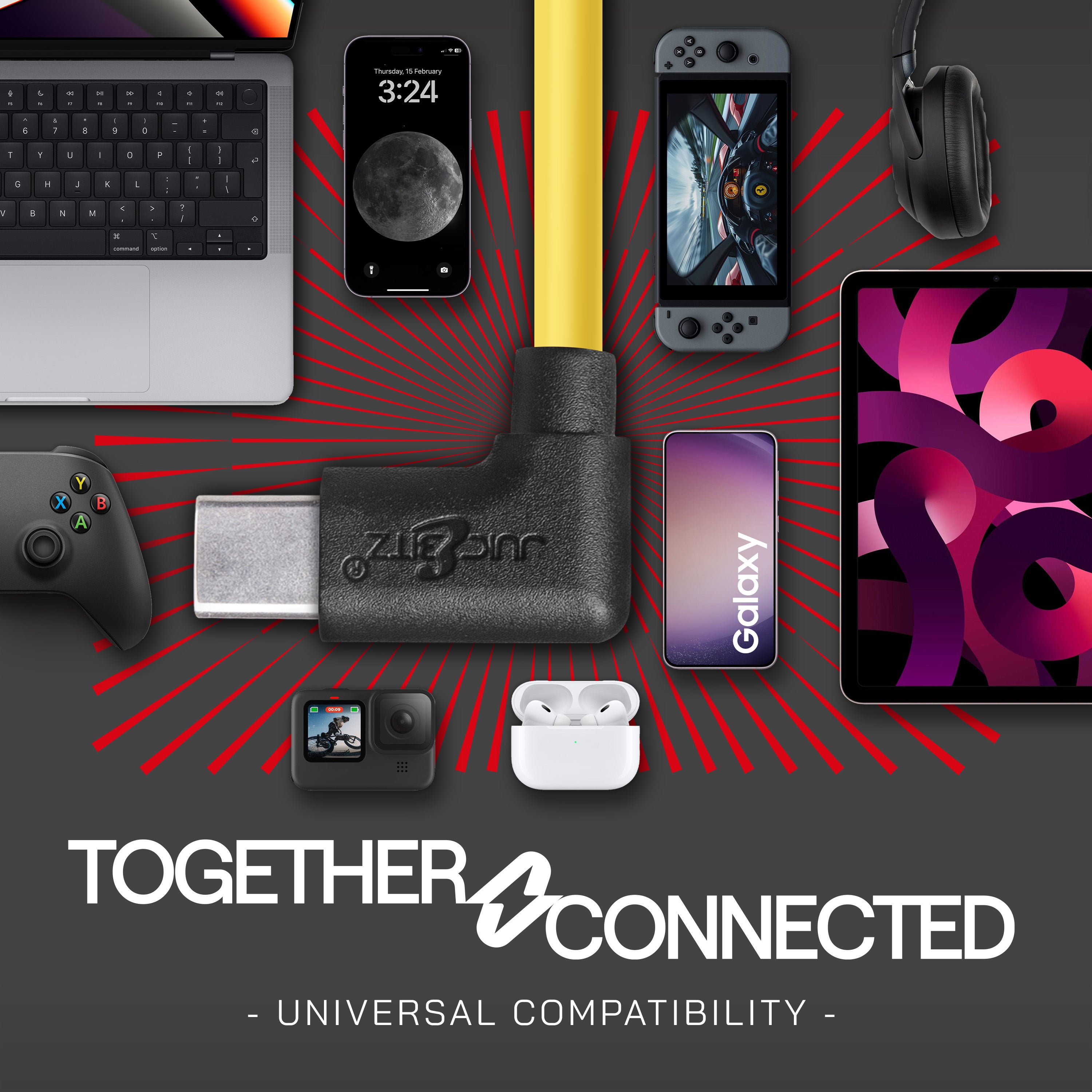 USB 2.0 Male to Angled USB-C 3A Fast Charger Data Cable - Yellow