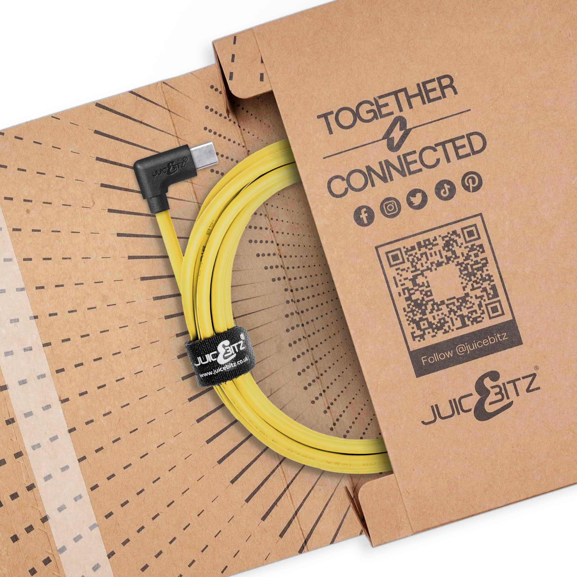 USB 2.0 Male to Angled USB-C 3A Fast Charger Data Cable - Yellow