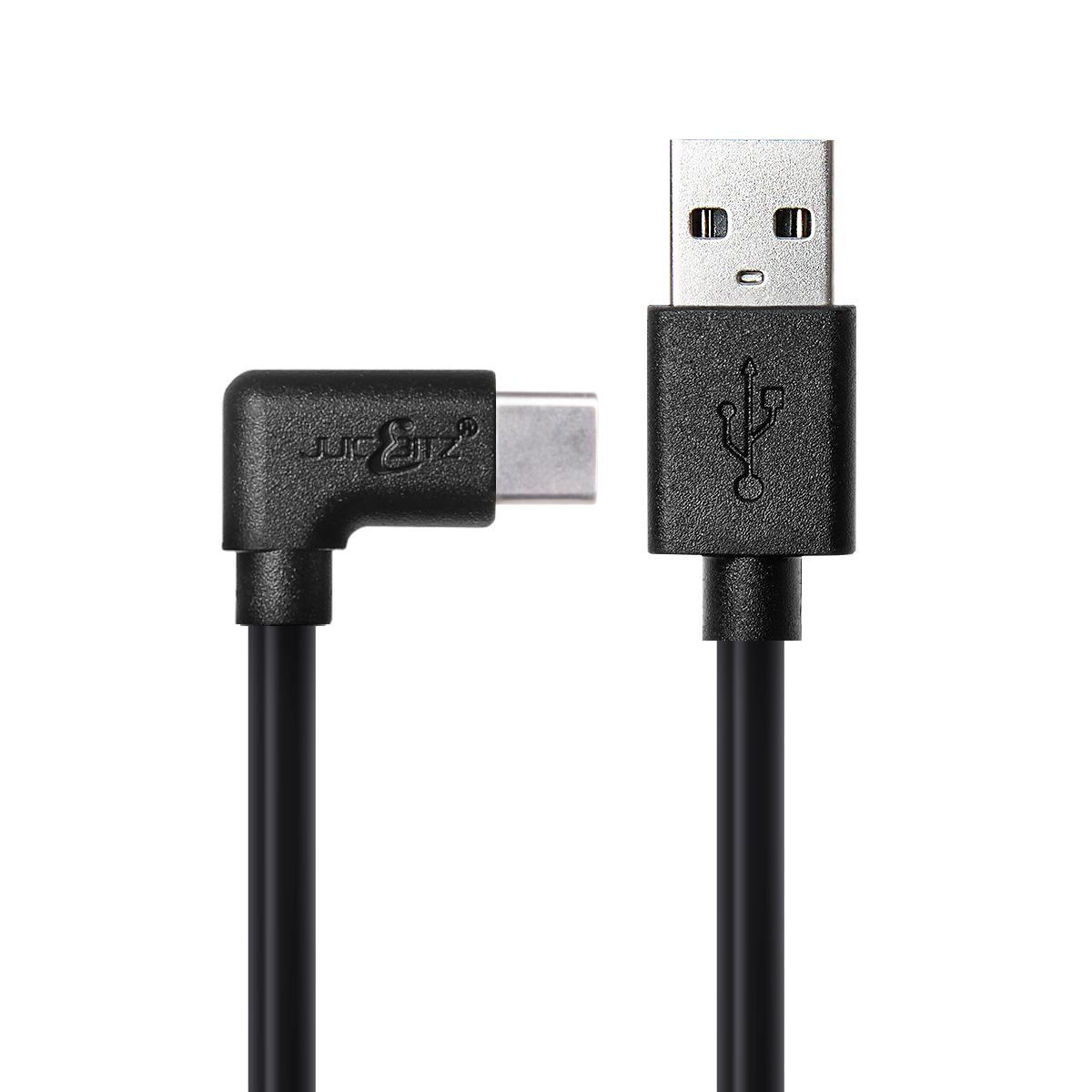 USB 2.0 Male to Angled USB-C 3A Fast Charger Data Cable - Black