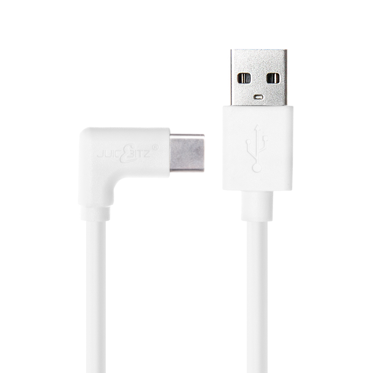 USB 2.0 Male to Angled USB-C 3A Fast Charger Data Cable - White
