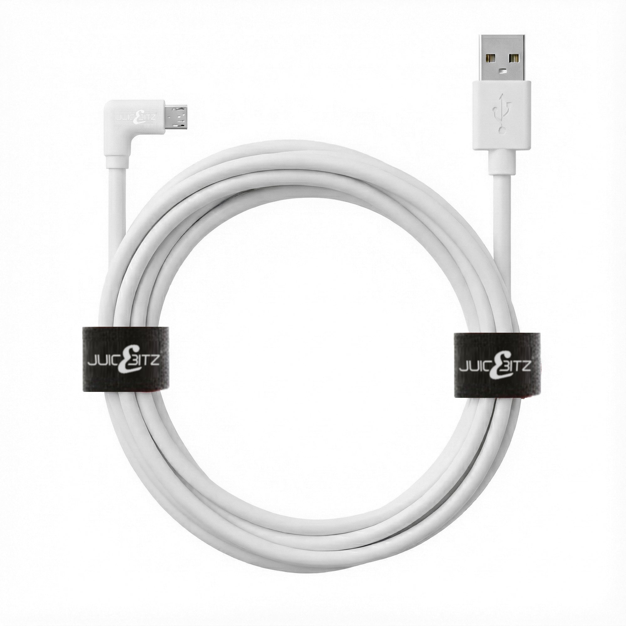 USB 2.0 Male to Angled Micro-USB Fast Charger Data Cable - White