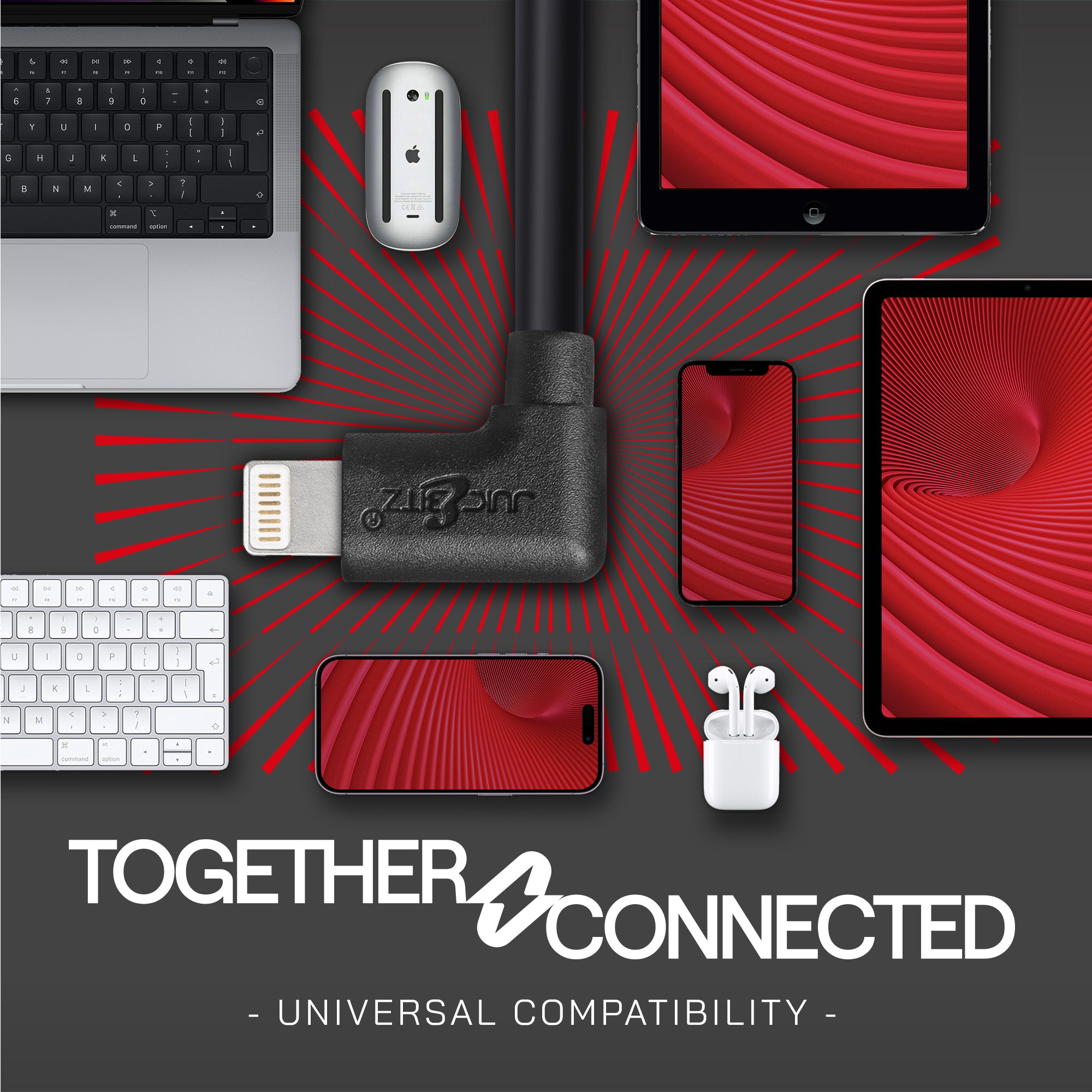 Heavy Duty Angled USB Charger Cable Data Sync Lead for iPhone, iPad, iPod - Black