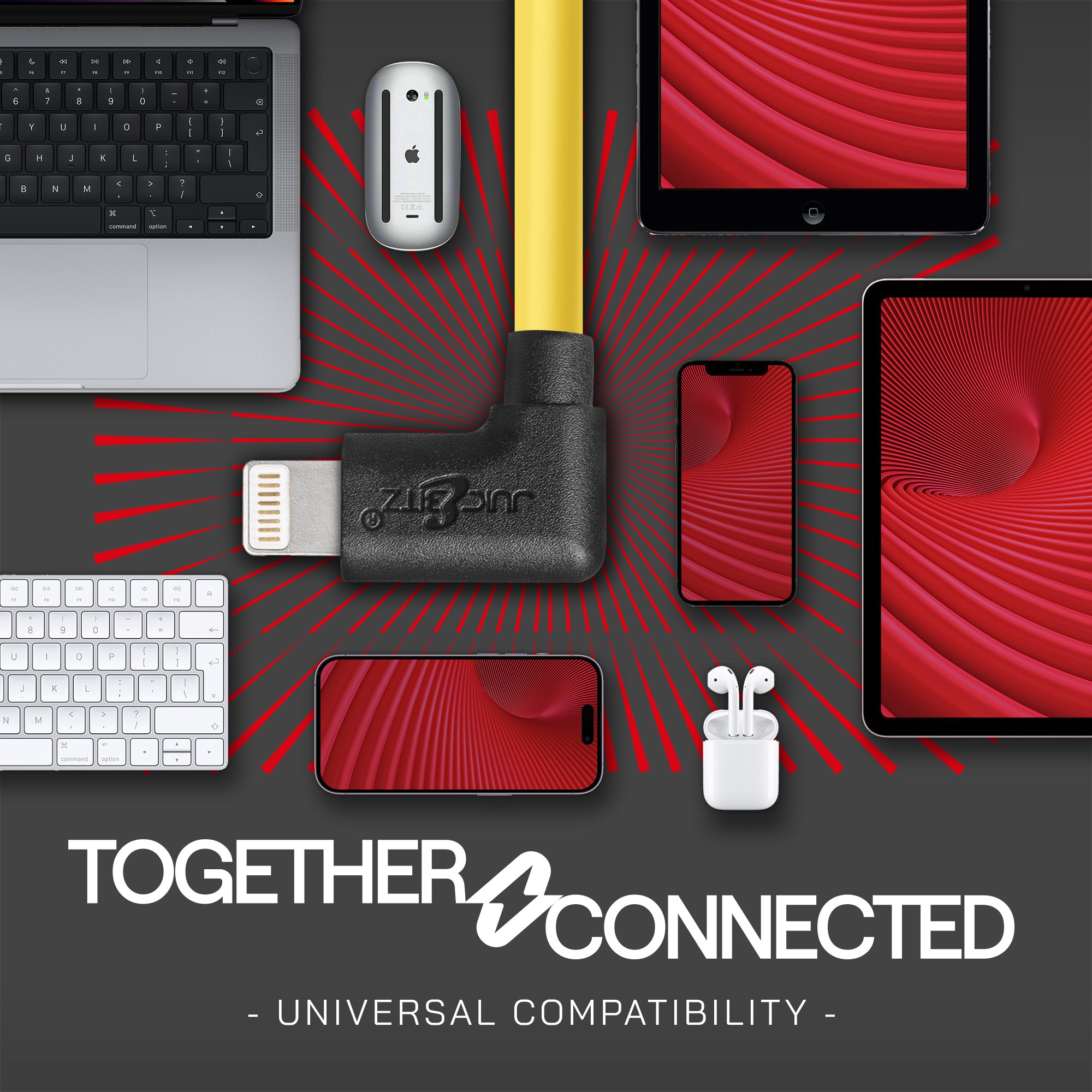 Heavy Duty Angled USB Charger Cable Data Sync Lead for iPhone, iPad, iPod - Yellow