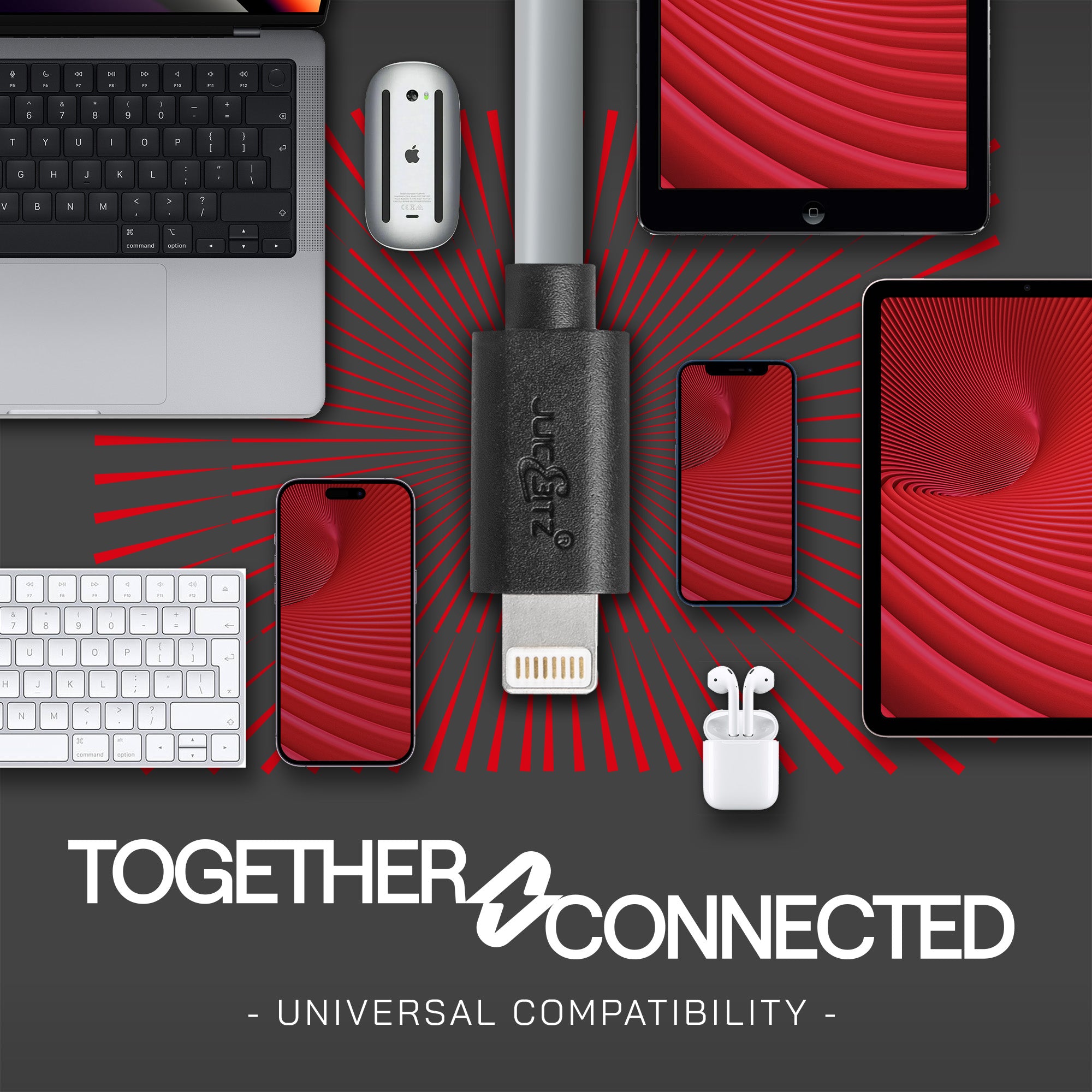 USB Charger Cable Data Sync Lead for iPhone, iPad, iPod - Grey