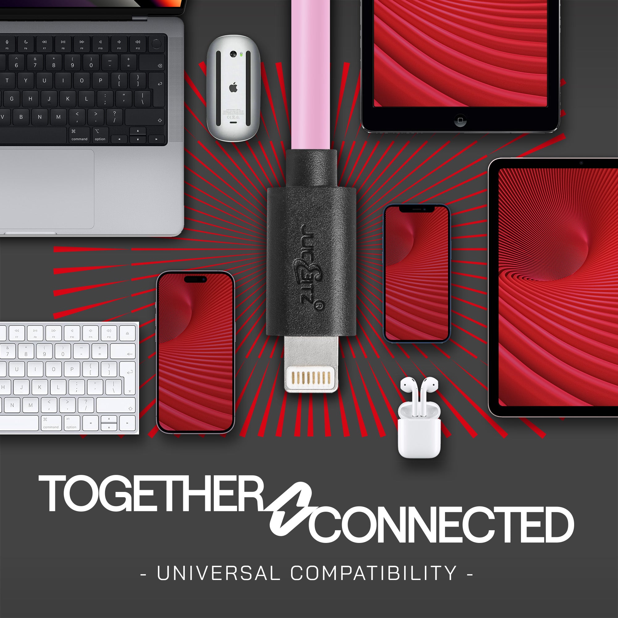 USB Charger Cable Data Sync Lead for iPhone, iPad, iPod - Pink