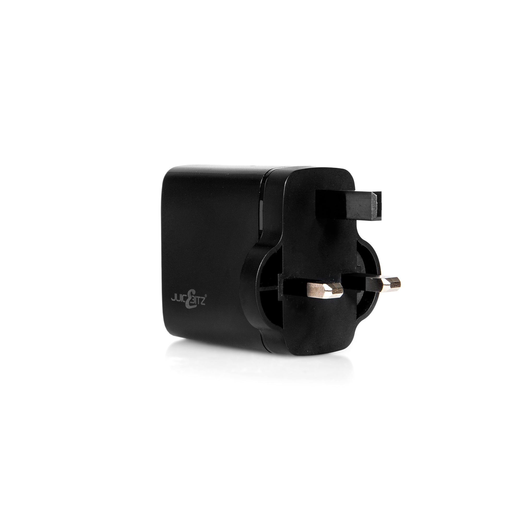 JuicEBrick™ 38W Dual Port QC3.0 USB + PD3.0 USB-C Fast Charger Mains Adapter UK Plug - Black